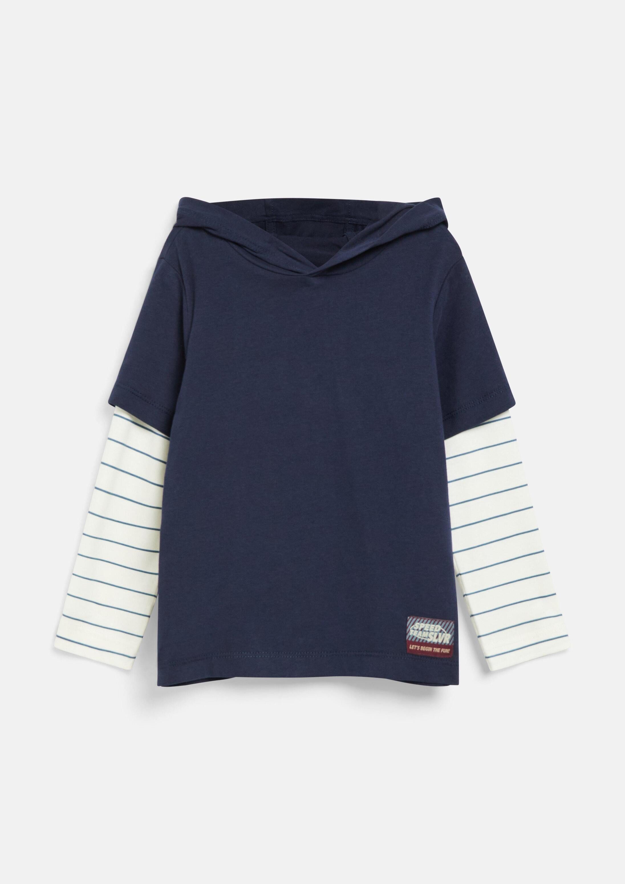 s.Oliver Langarmshirt T-Shirt Kapuzen-Shirt in Layering-Optik