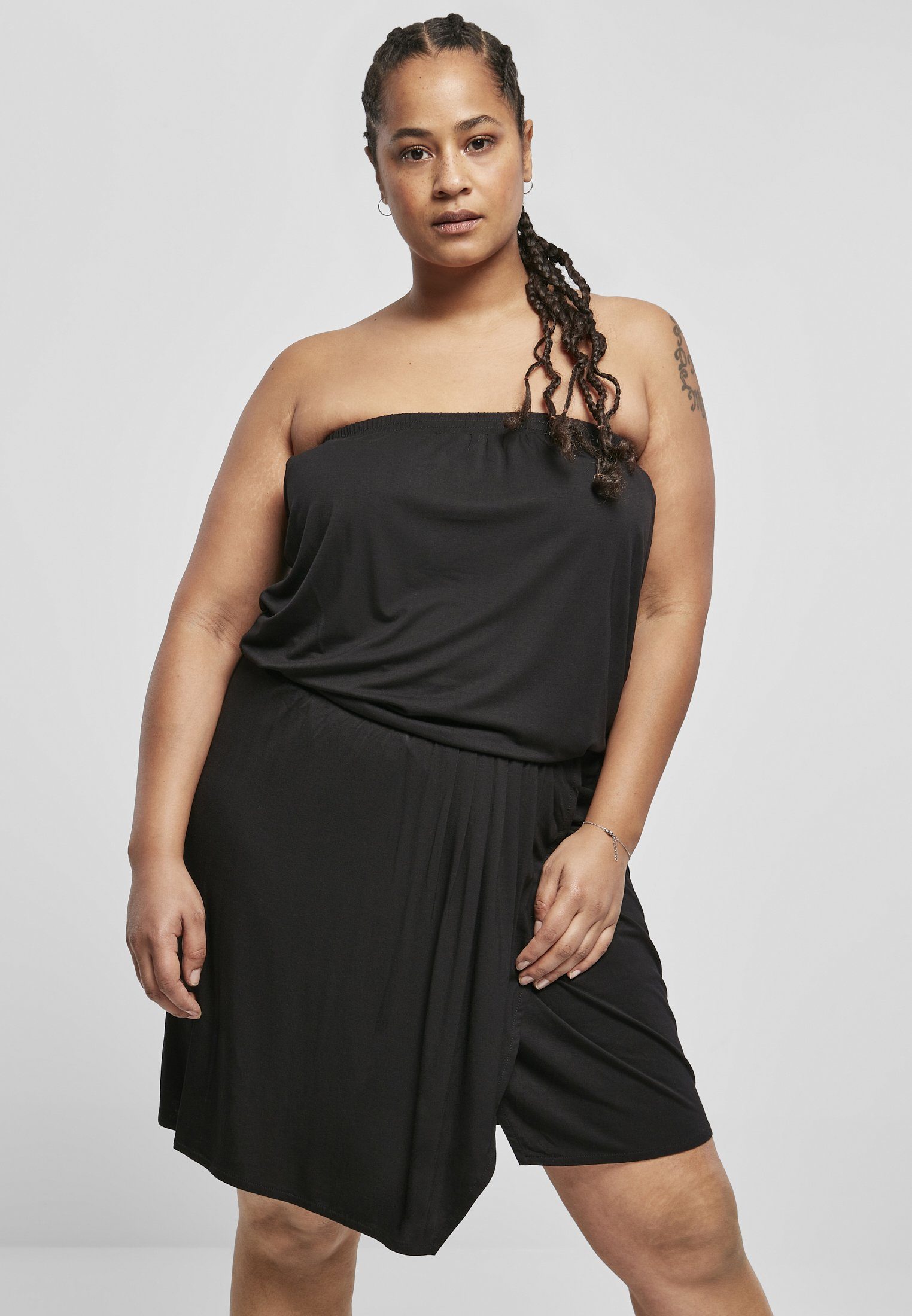 URBAN CLASSICS Jerseykleid Damen Ladies Viscose Short Bandeau Dress 1-tlg mehr
