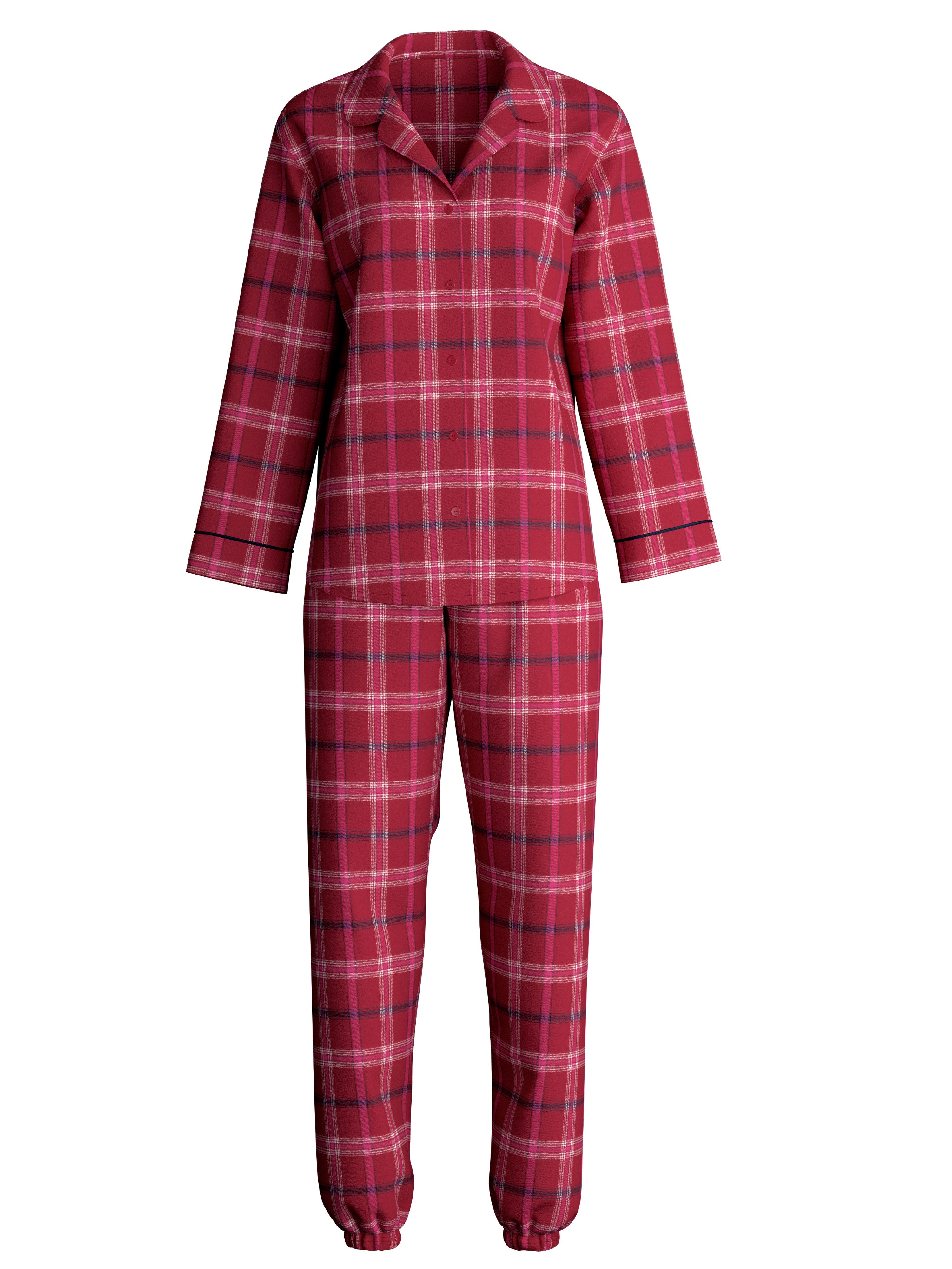 CALIDA Schlafanzug Holiday Dreams (2 tlg) weich, bequem, Flanell-Qualität, Karo-Design, Langarm