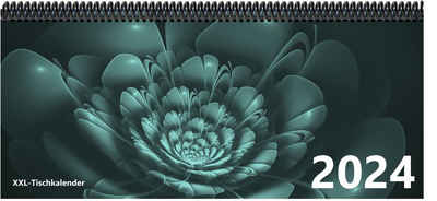 E&Z Verlag Gmbh Schreibtischkalender Bunt - Kalender XXL 2024 mit dem Muster Blume türkis