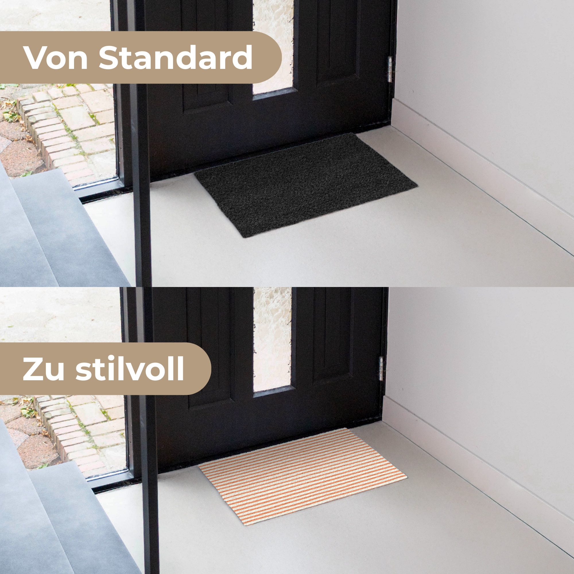 MuchoWow Fußmatte Meer - Tiere - Rot - Streifen, Rechteckig, innen Schmutzfangmatte, Tür, Schmutzfänger Flur, Teppich 60x40 cm – Bild 3 von 5