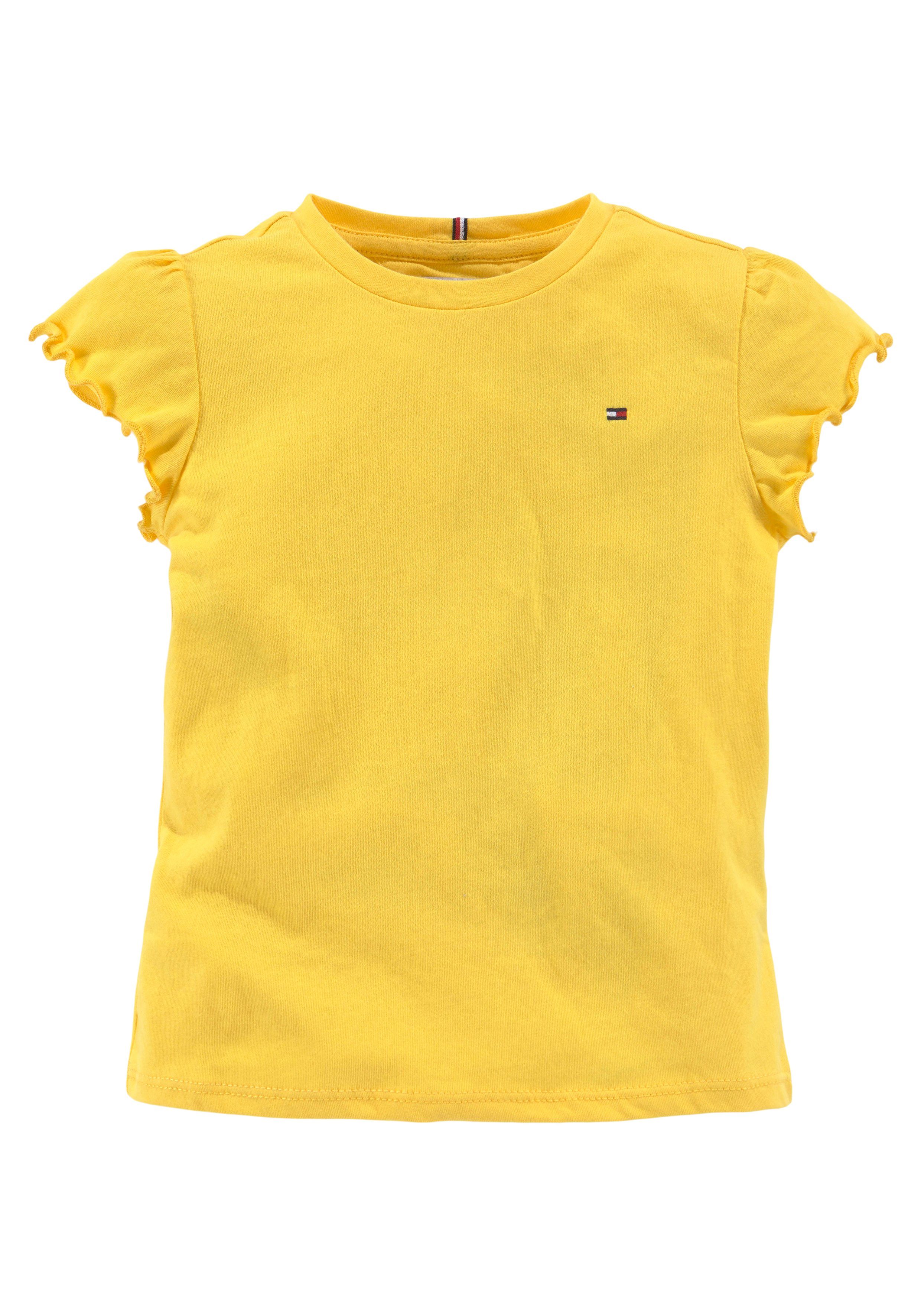 Label SLEEVE Hilfiger Junior T-Shirt Tommy Kinder RUFFLE ESSENTIAL TOP dezentem Star_Fruit_Yellow S/S Kids MiniMe,mit