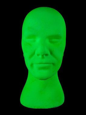 PSYWORK Dekofigur Schwarzlicht Deko Kopf "Glowhead" Grün, UV-aktiv, leuchtet unter Schwarzlicht