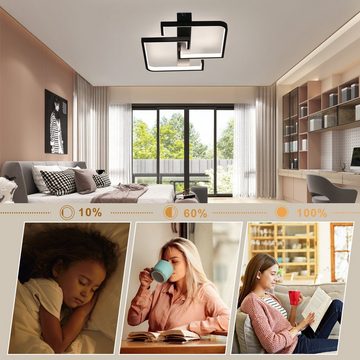 Nettlife LED Deckenleuchte Wohnzimmer Dimmbar mit Fernbedienung Deckenlampe 45W 61CM, LED fest integriert, Tageslichtweiß, warmweiß, kaltweiß, Dimmbar, Schwarz