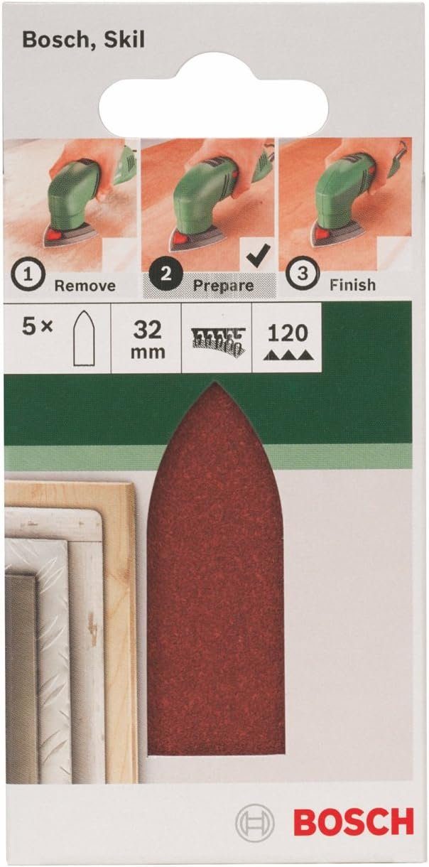 120 Schleifblatt Bohrfutter Deltaschleifer 5 mm, Körnung Bosch 32 Stück, für BOSCH