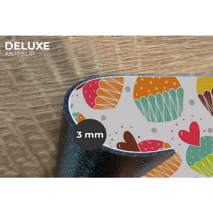 Platzset Muffin - Regenbogen - Design - Herz MuchoWow (6-St) Platzset Platzdecken Platzmatte Tischmatten Schmutzabweisend