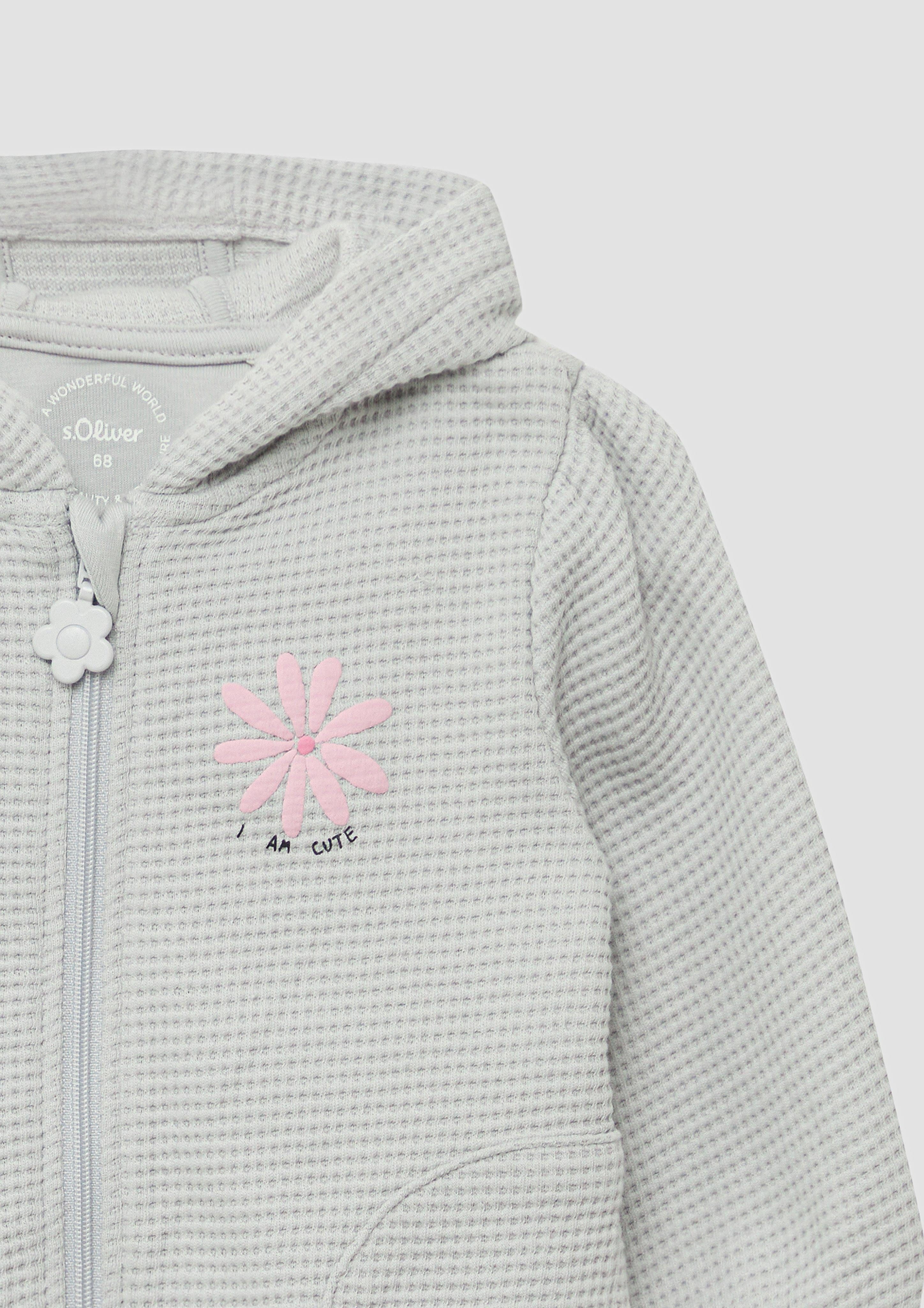s.Oliver Outdoorjacke Weiche Kapuzen-Sweatjacke mit Waffelstruktur günstig online kaufen