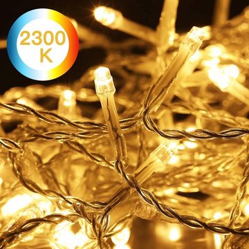 Elegear LED-Lichterkette 50M LED-Lichtervorhang, WarmWeiß Lichterkette für Weihnachtsbaum, 250-flammig, 8 Modi IP44, mit Timer/Memory-Funktion
