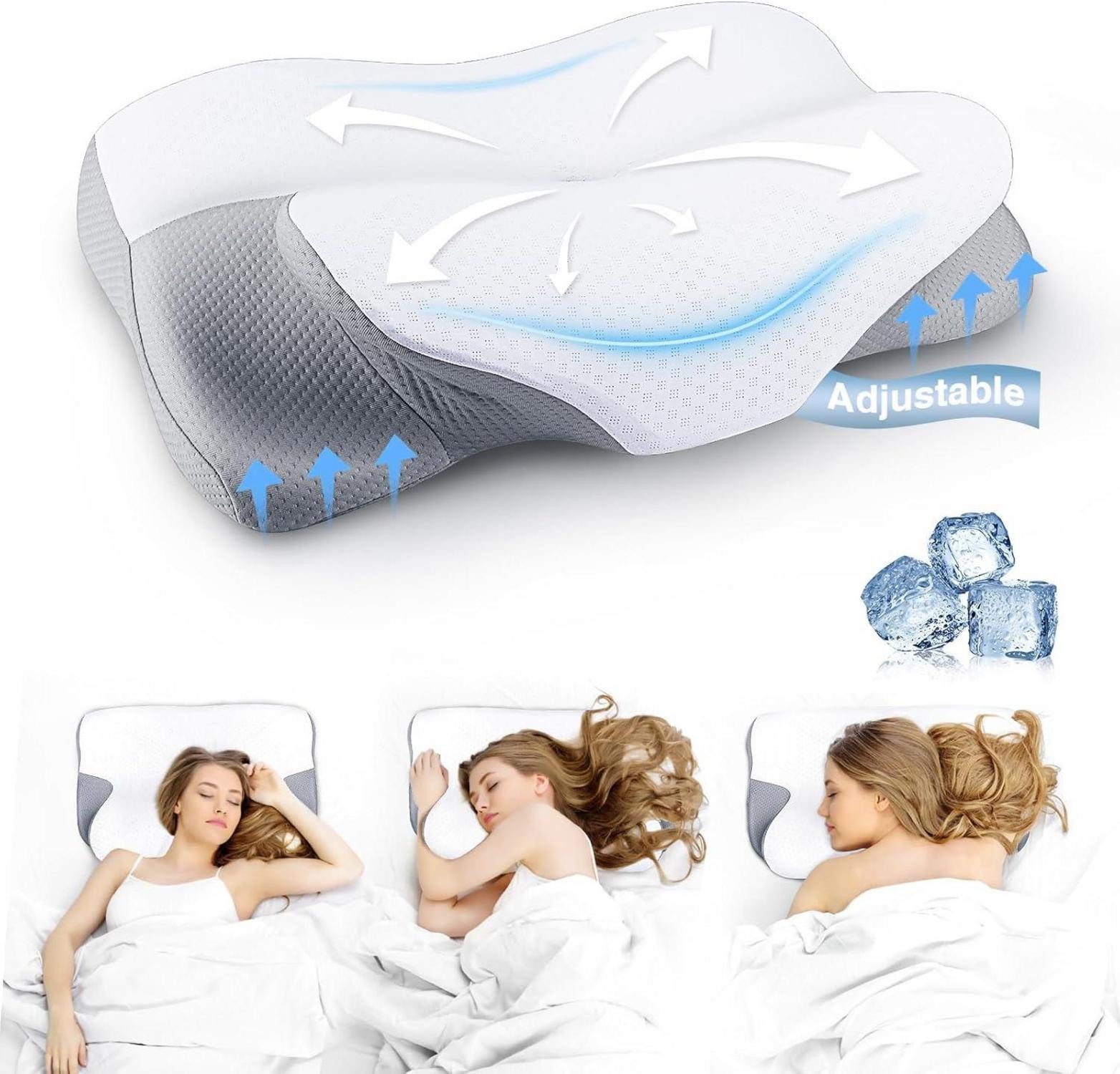 Lagerungskissen Orthopädisches Nackenkissen Memory Foam höhenverstellbar kühlend