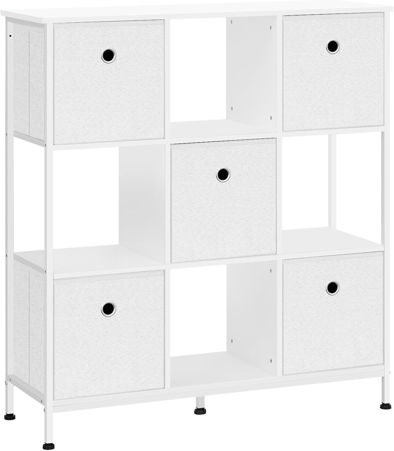 Woltu Bücherregal, mit 4 offenen Fächern, 5 Vliesstoff-Schubladen, Standreg günstig online kaufen