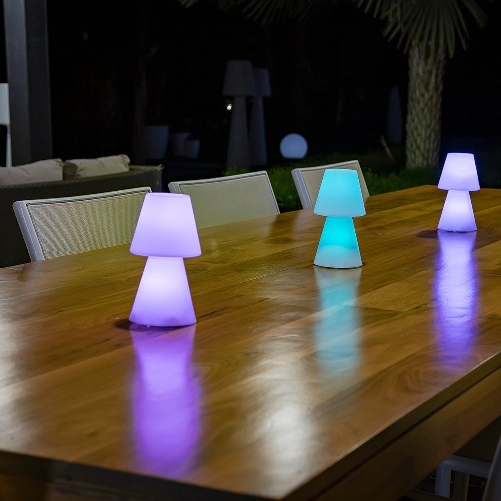 & Akku-Tischleuchte Small Lola LED RGBW Außen-Tischleuchte Kaltweiß Licht-Trend Weiß,