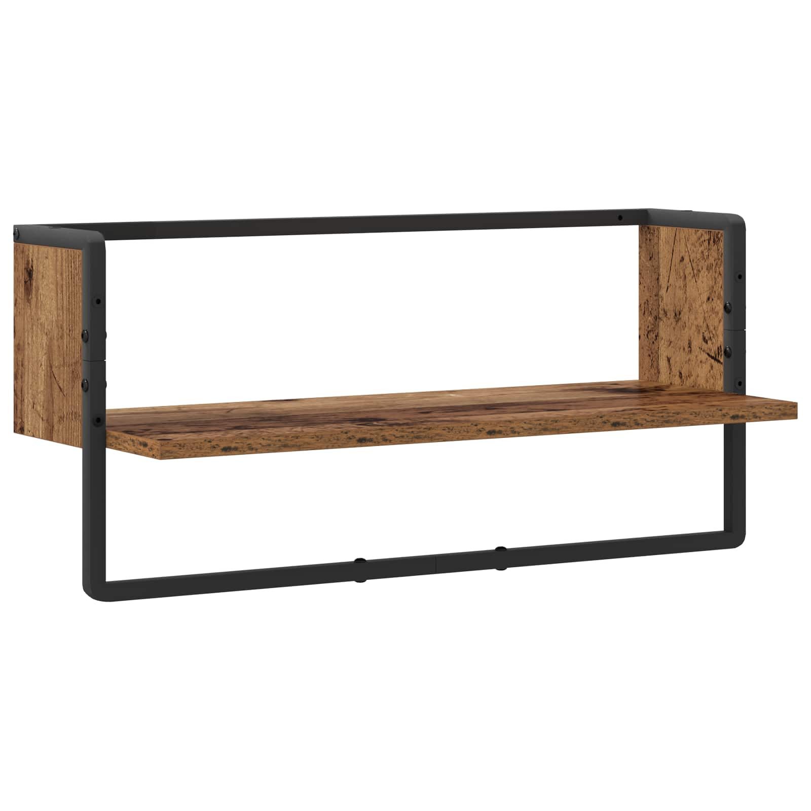 vidaXL Regal Wandregal Wandhalterung Altholz 65 x 25 x 30 cm Metall PB, 1-tlg.
