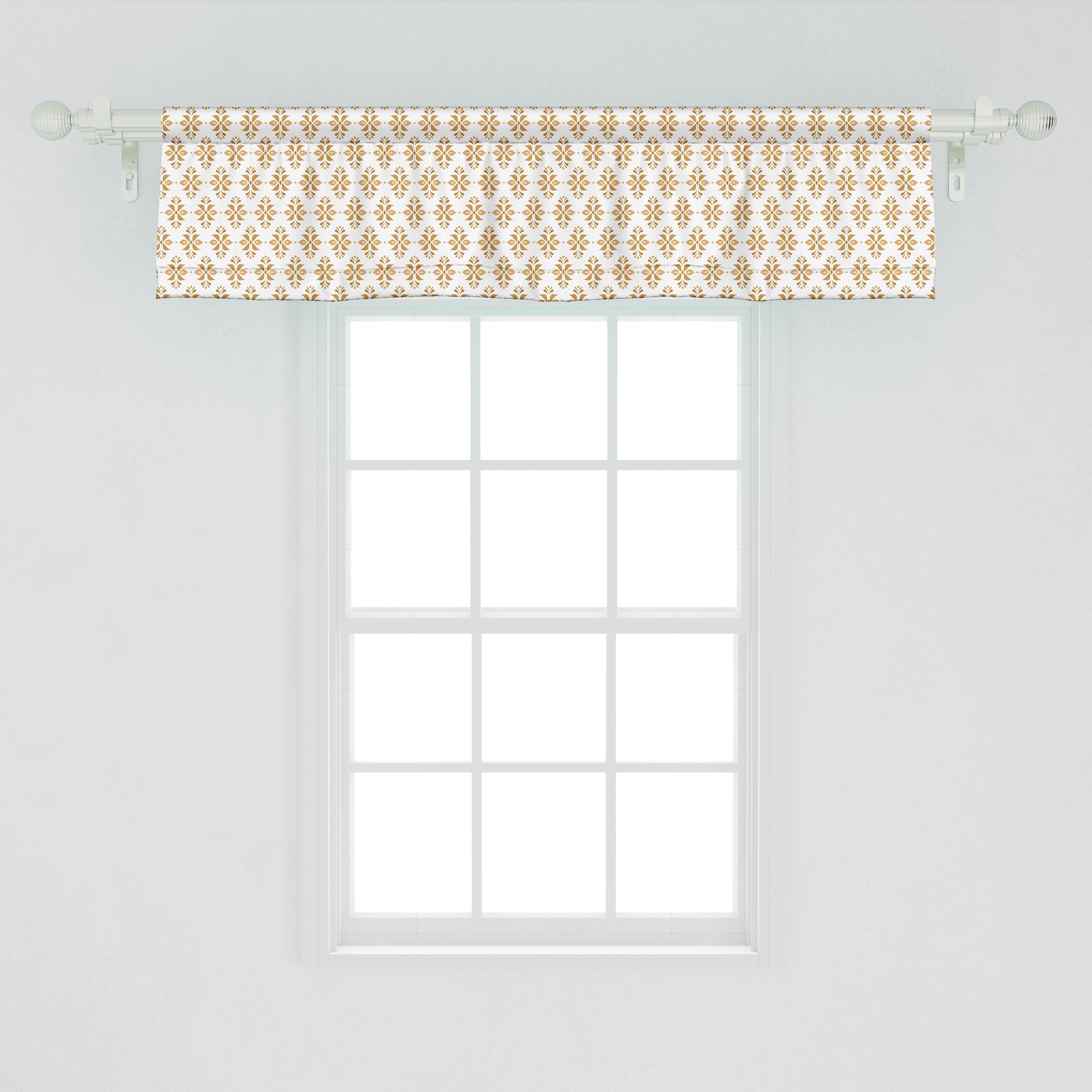 Küche Scheibengardine Dekor Vorhang Damast-Art-Motiv Volant Microfaser, mit Blumen Schlafzimmer Abakuhaus, Stangentasche, für