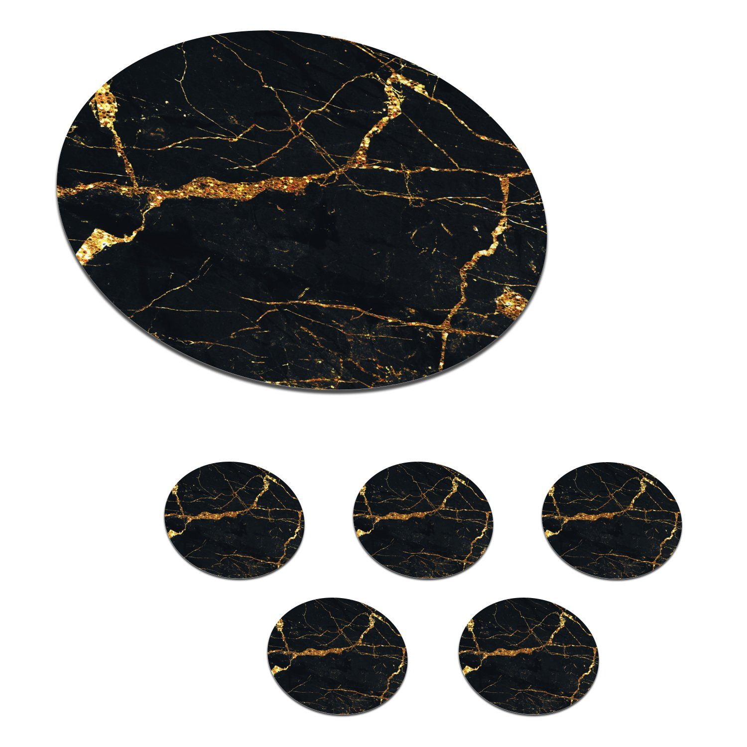 Glasuntersetzer Gold - Marmor - Glitzer - Luxus
