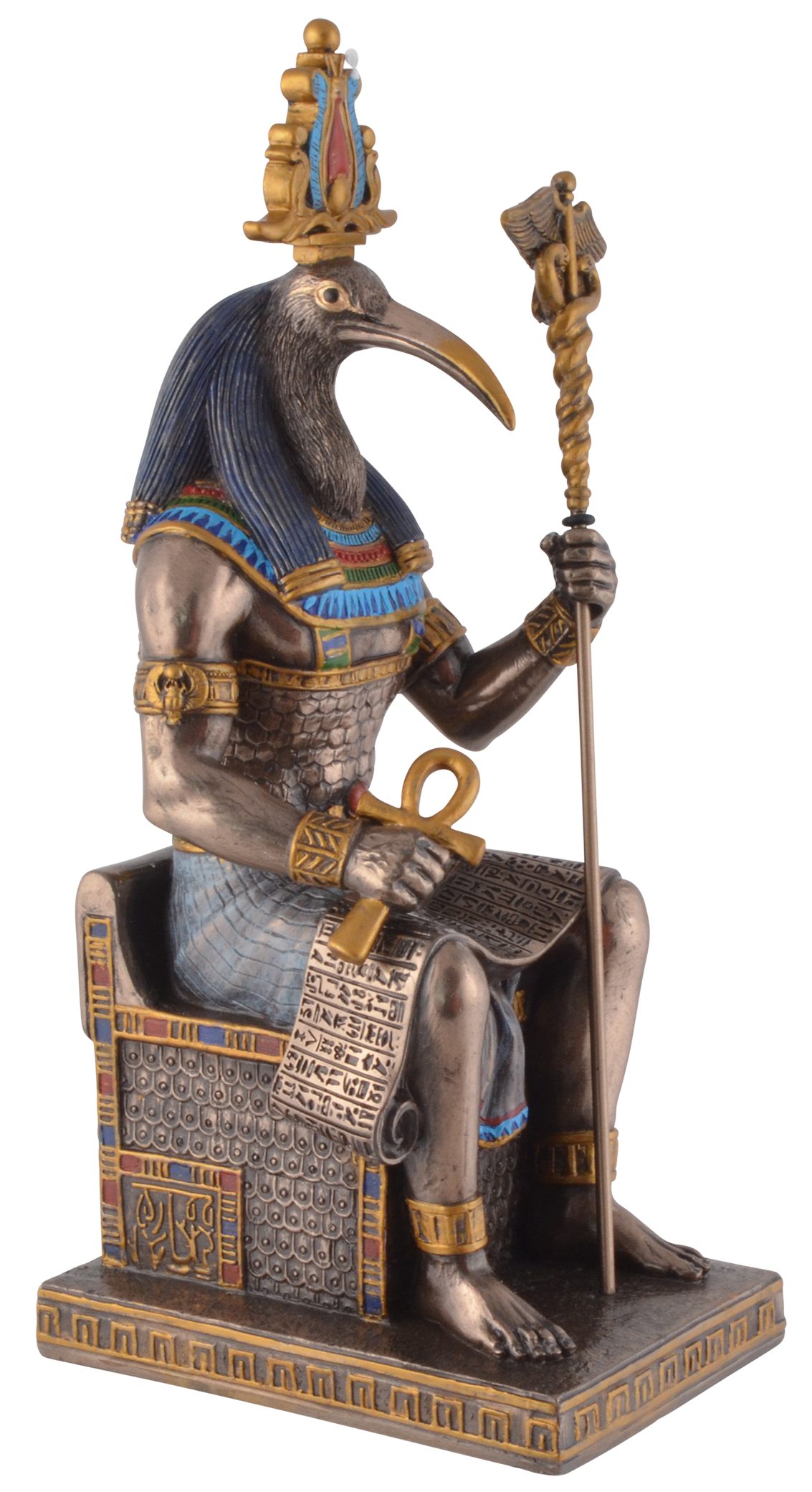 Vogler direct Gmbh Dekofigur Ägyptischer Gott Thoth, Veronesedesign, bronziert, coloriert, Kunststein, Größe: L/B/H ca. 9x11x24cm