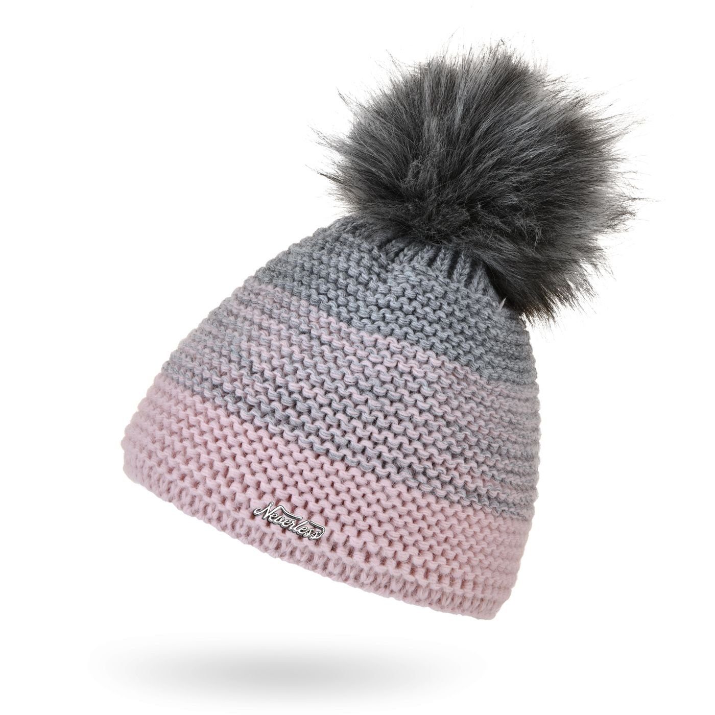 Neverless Bommelmütze Damen Mütze gefüttert Fleece-Innenfutter günstig online kaufen