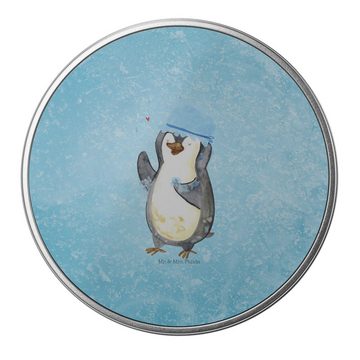 Mr. & Mrs. Panda Aufbewahrungsdose Pinguin Duschen - Eisblau - Geschenk, baden, Motivation, Dose, Vorrat (1 St), Stabile Konstruktion