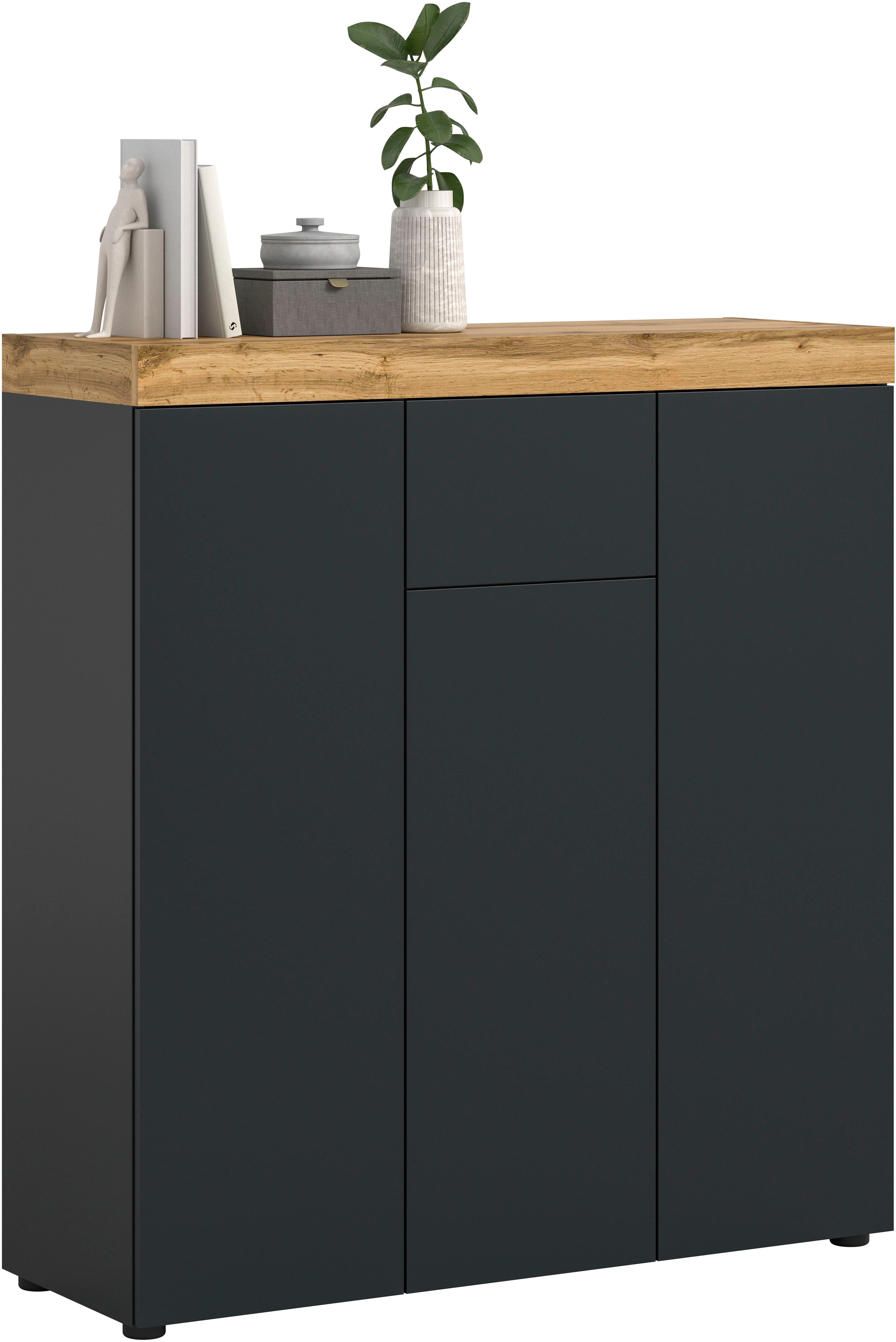 OTTO home Highboard MAMBO, TOPSELLER!, Breite 105cm, 3 Türen, 1 Schubkasten, 9 Fächer (1 St., 2-farbige Ausführung, in verschiedenen modernen Trendfarben erhältlich), Kommode, Sideboard, Wohnzimmer, Schlafzimmer