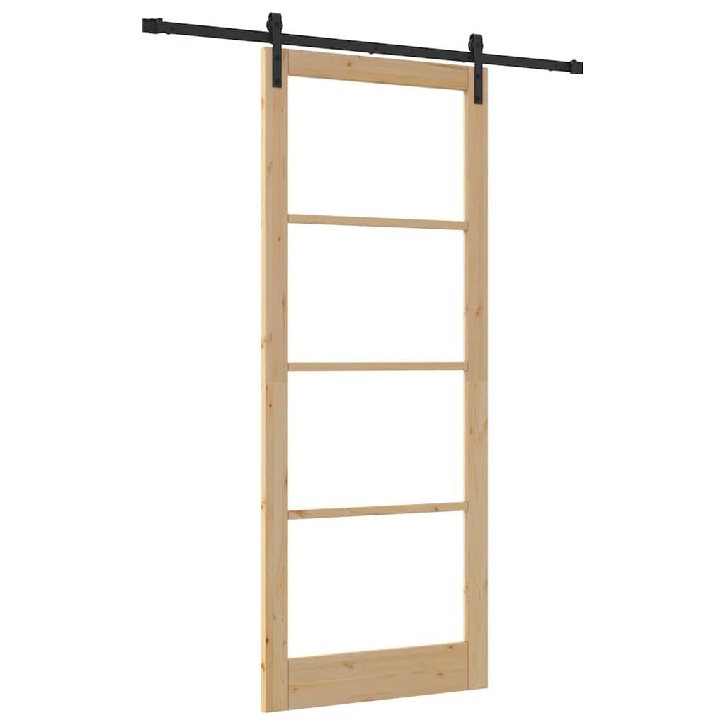 vidaXL Haustür Schiebetür ORKDAL Natürlich und Schwarz 93 x 232 cm (1-St)