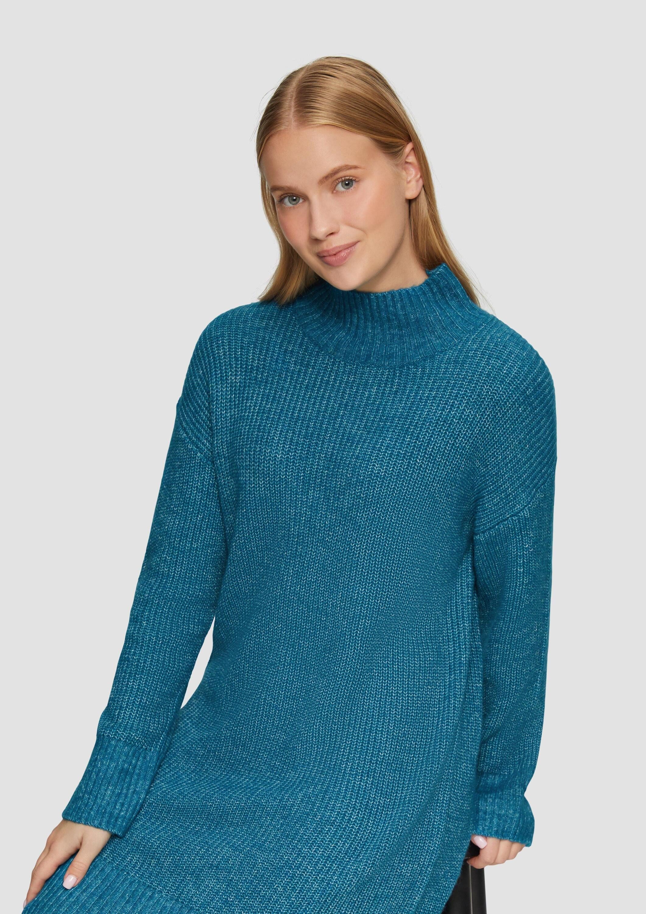 s.Oliver Minikleid Kleid Strickkleid mit Stehkragen und überschnittenen Schultern