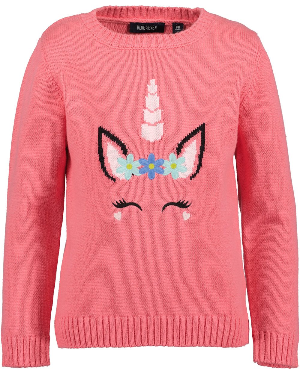 Strickpullover Blue Seven Mädchen Pullover Strickpullover Einhorngesicht lachs