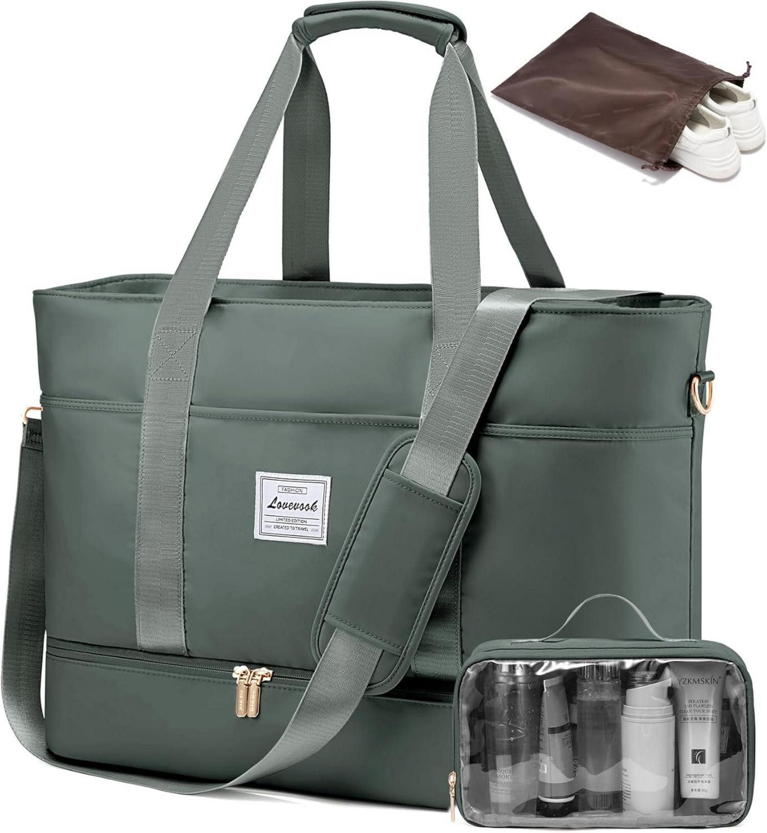 Reisetasche Damen Reisetasche Wasserdicht Weekender mit Schuhfach und Kulturbeutel