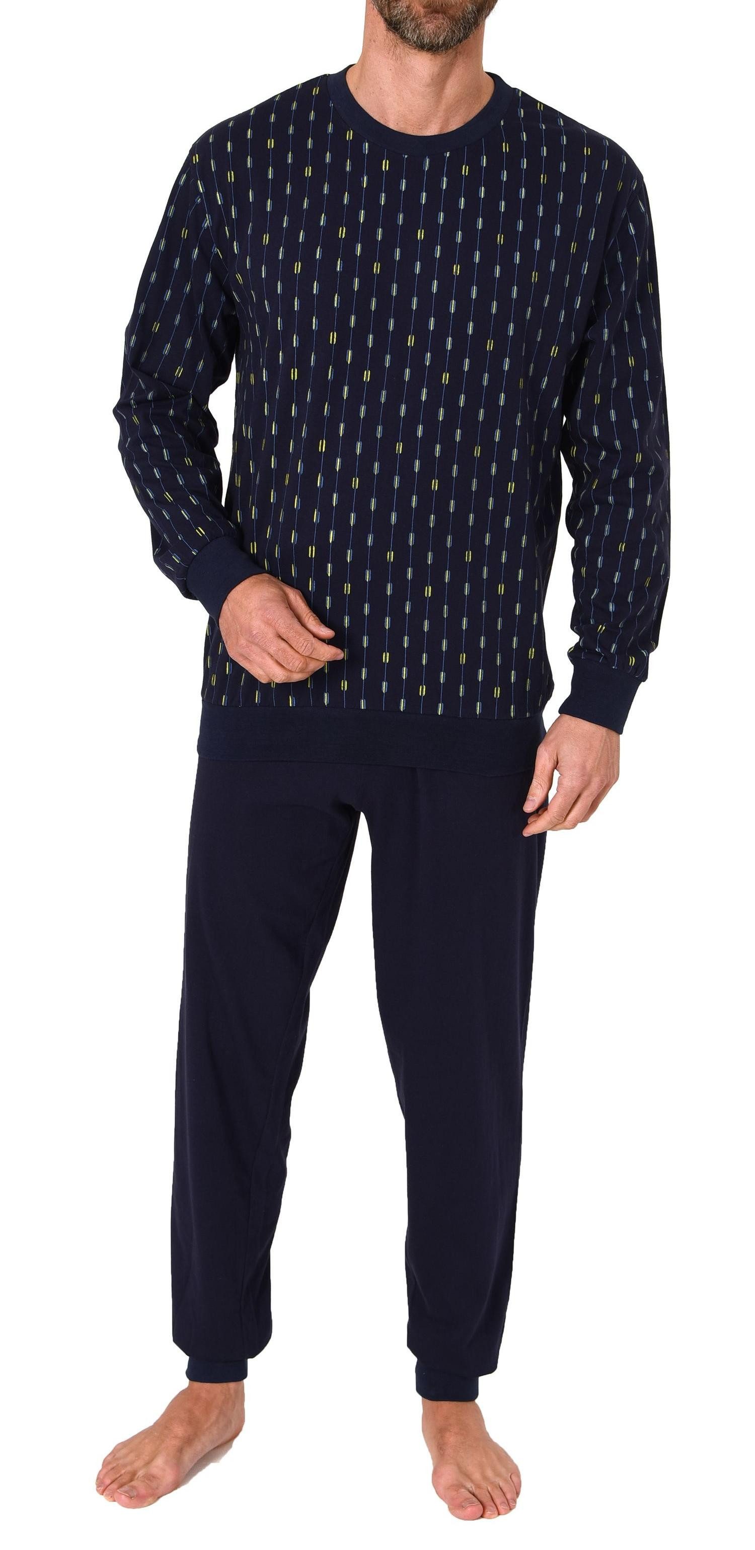 Pyjama Herren Schlafanzug langarm, Pyjama mit Minimal-Print - 122 10 751