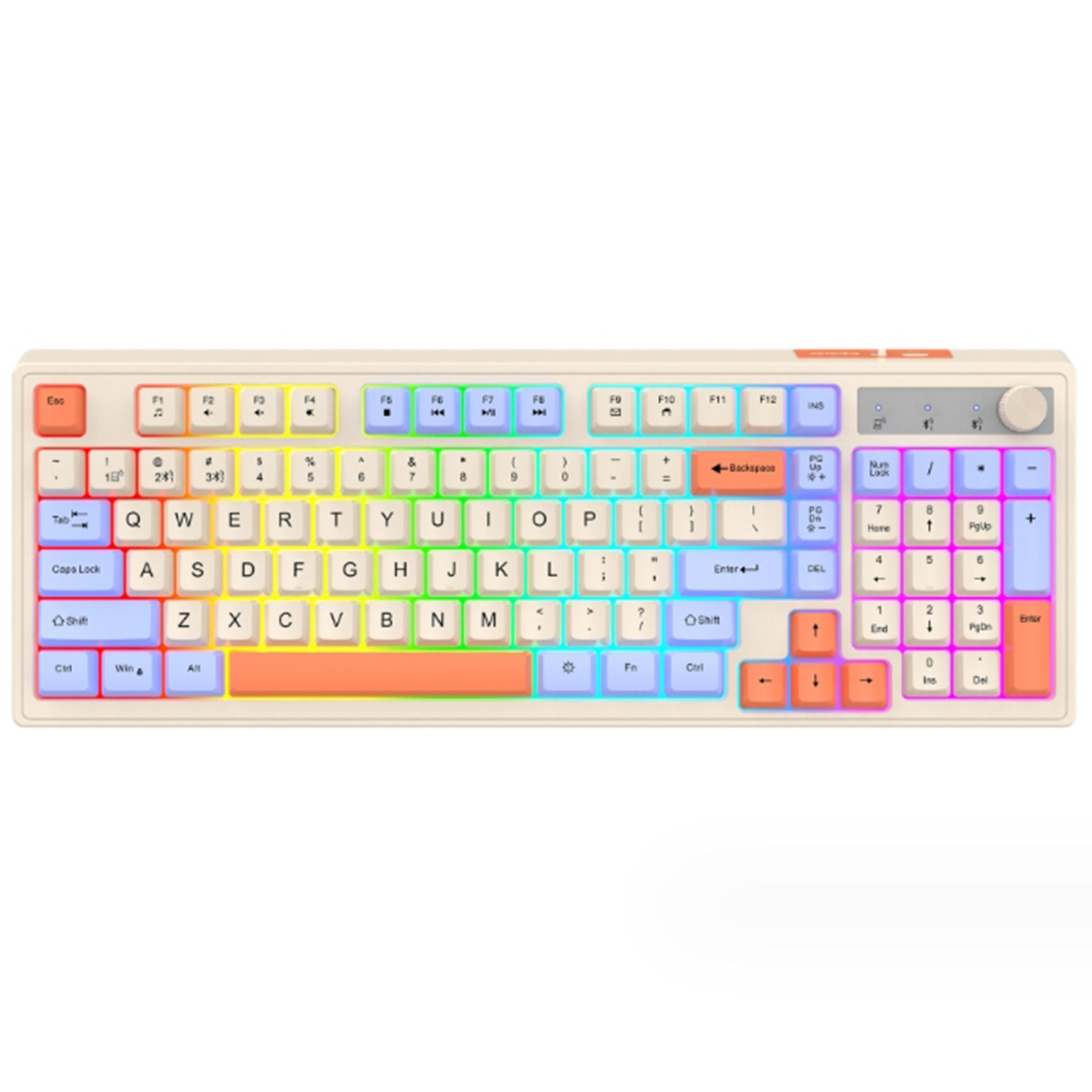 Diida Mechanische Dualmodus-Bluetooth-Tastatur,beleuchtete Gaming-Tastatur Gaming-Tastatur (Wiederaufladbare Bluetooth-Tastatur,Multimedia-Funktionen,Fn-Taste)