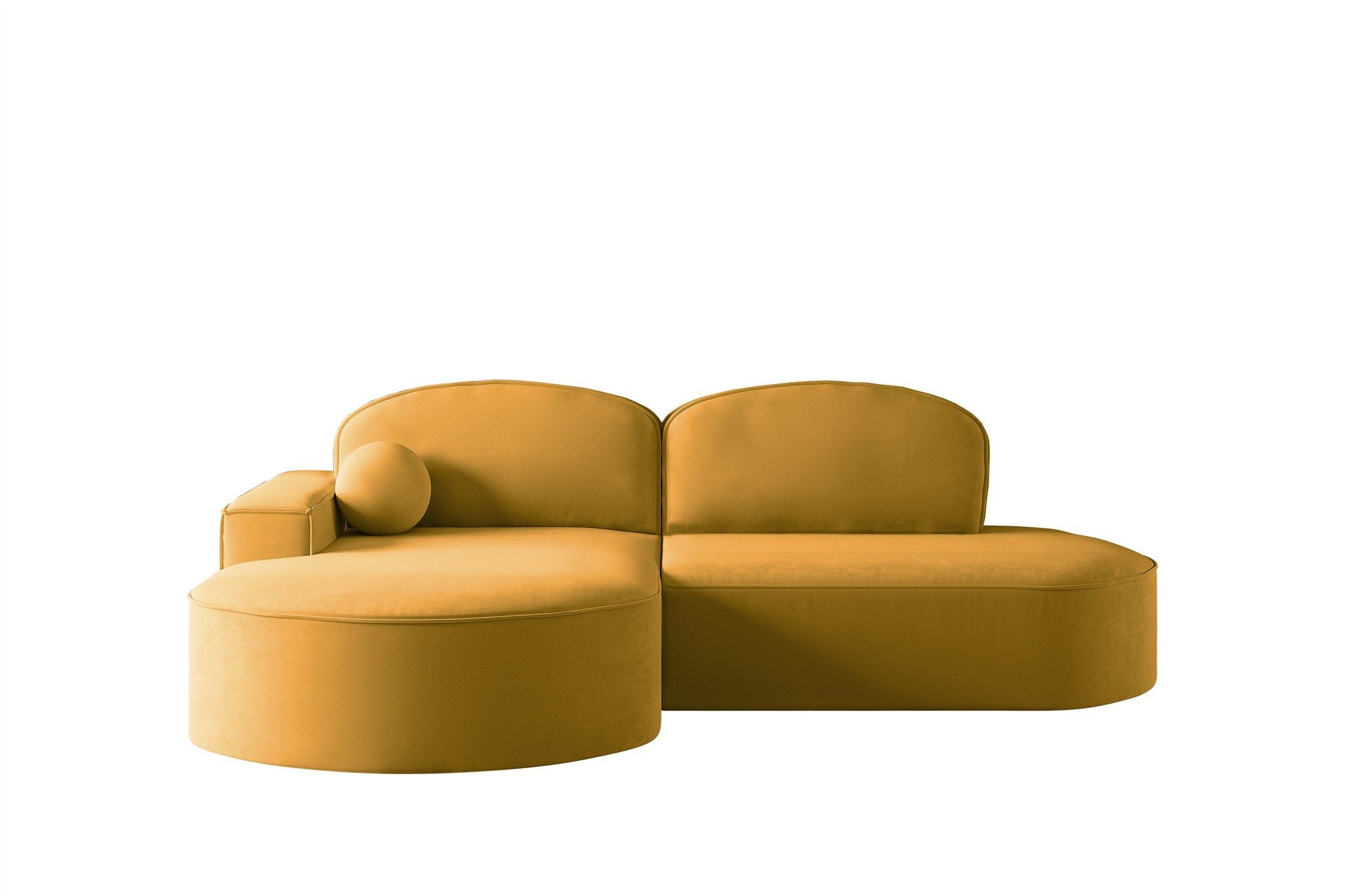 Fun Möbel Ecksofa Schlafsofa Sofa GIRONA mit Ottomane in Stoff Salvador, Rundumbezug