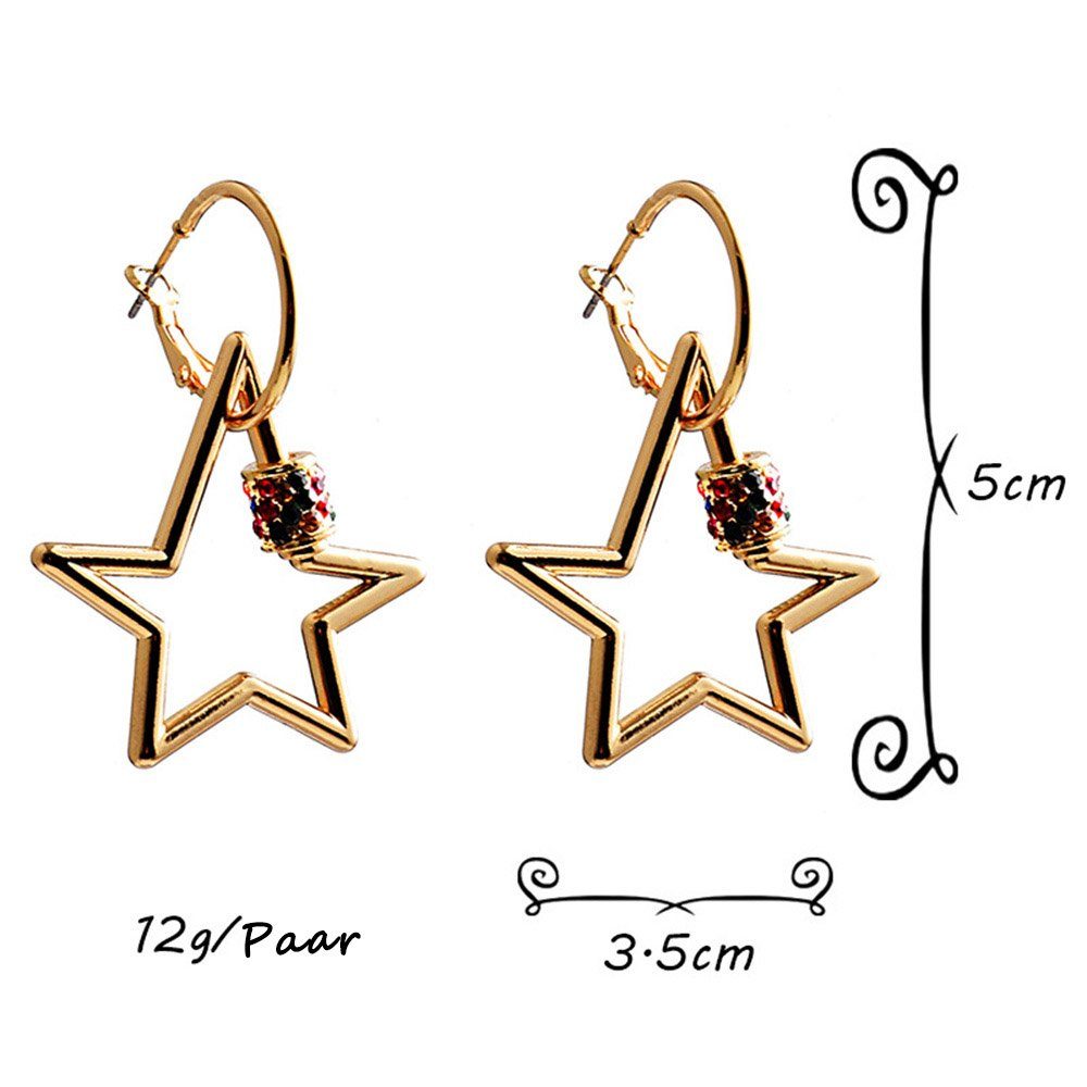 Design Ohrhänger Pentagramm Elegantes Ohrhänger Paar bunt Dekorative Ohrringe, Paar Ohrringe,