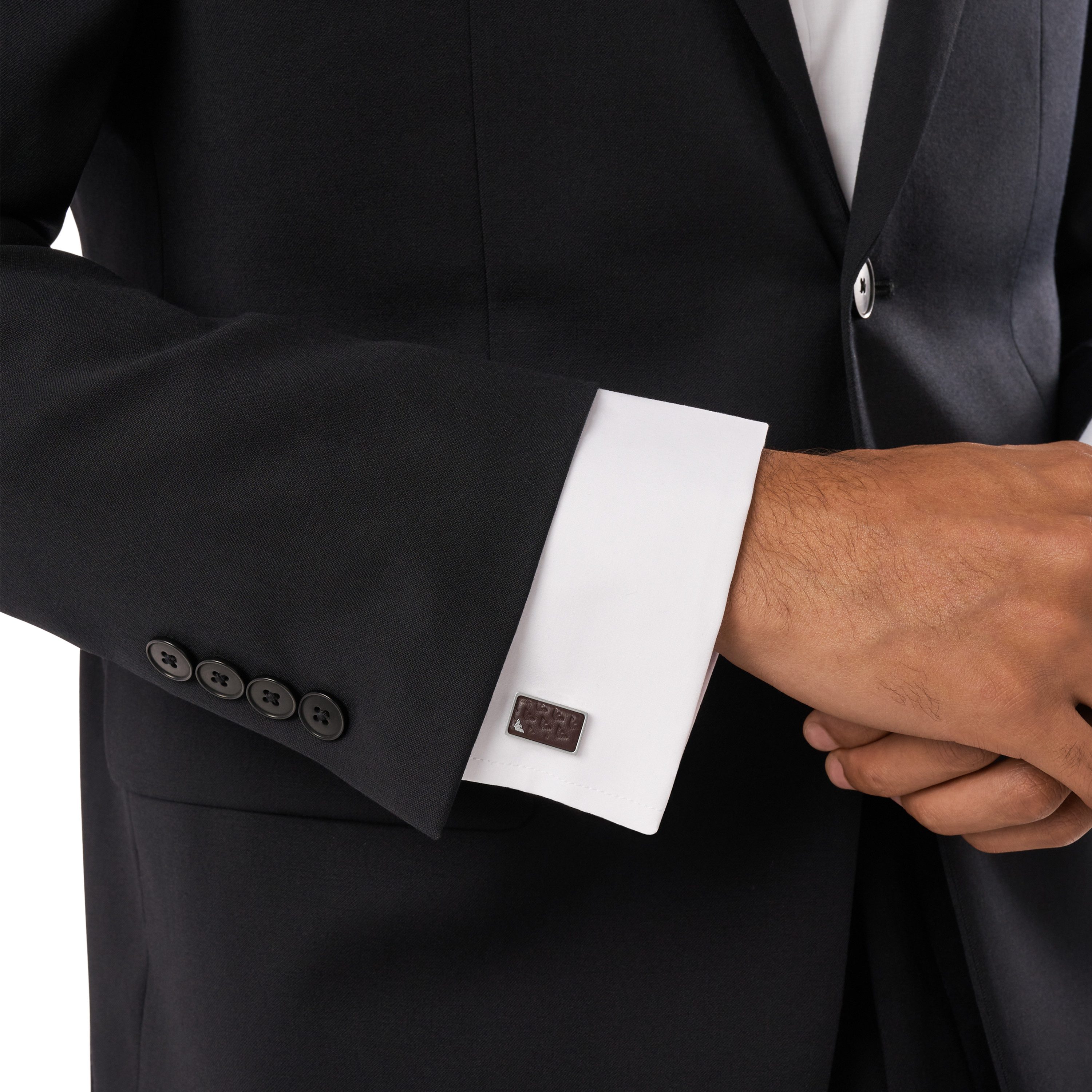 Emporio Armani Manschettenknöpfe Schmuck Geschenk Edelstahl Leder EAGLE LOGO