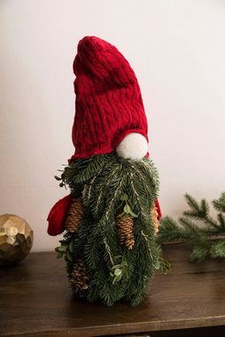 Myflair Möbel & Accessoires Wichtel mit Tannenzapfen und rotem Mantel (1 St), Dekofigur mit Tannenbart, Weihnachtsdeko, Höhe ca. 44 cm