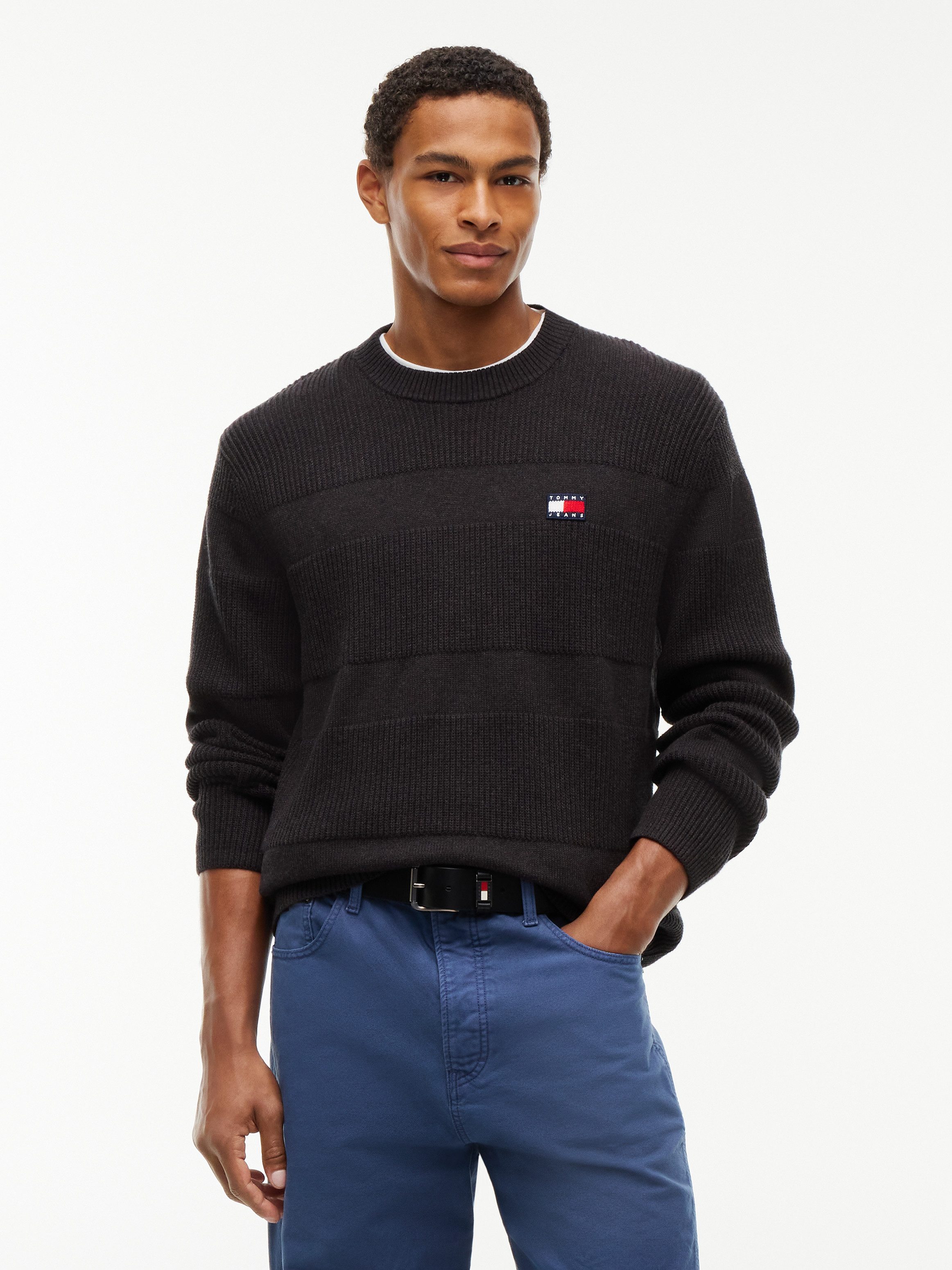 Tommy Jeans Strickpullover REGULAR TEXTURED SWEATER Regular fit mit Rundhalsausschnitt