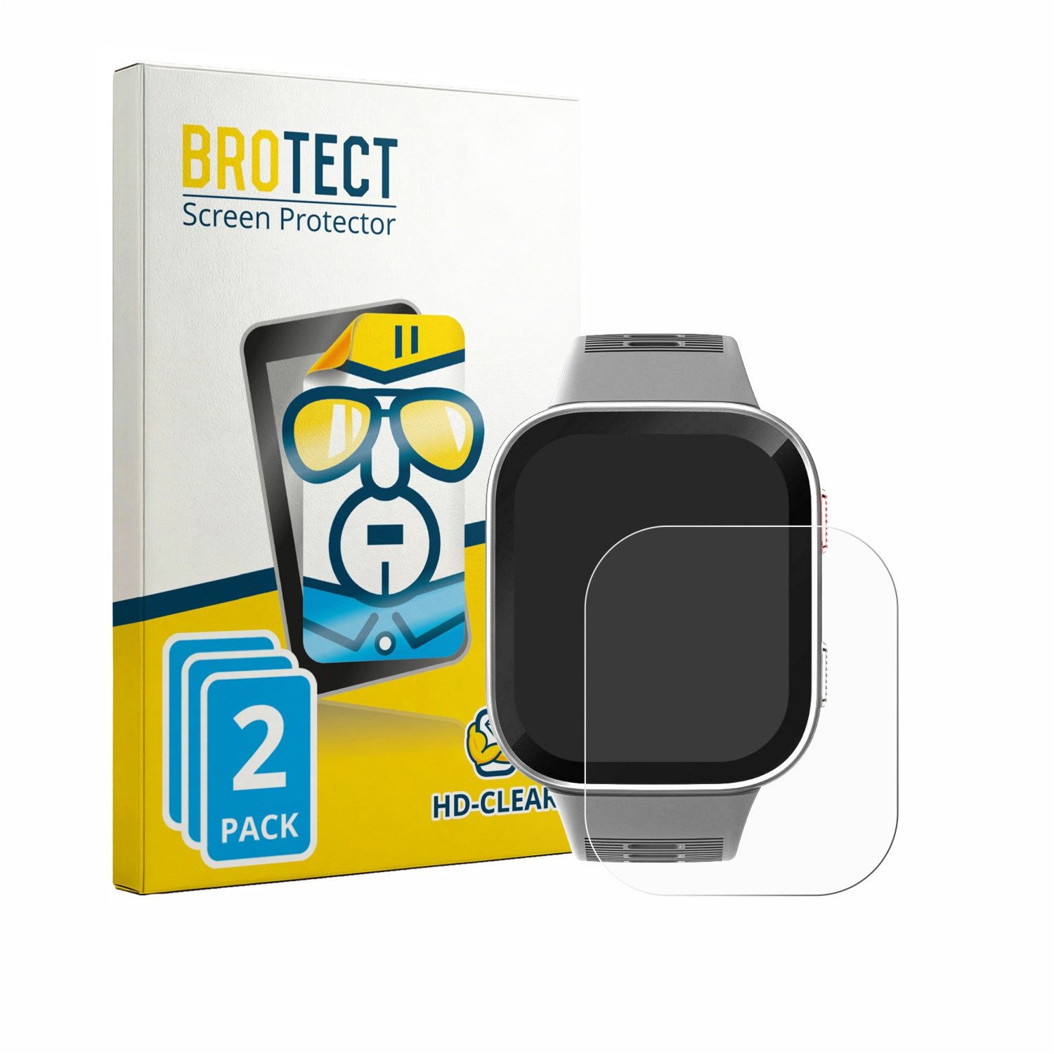 BROTECT Displayschutzfolie Schutzfolie für Amazfit Bip Max, 2 Stück, Displayschutz Schutz Folie Klar Transparent