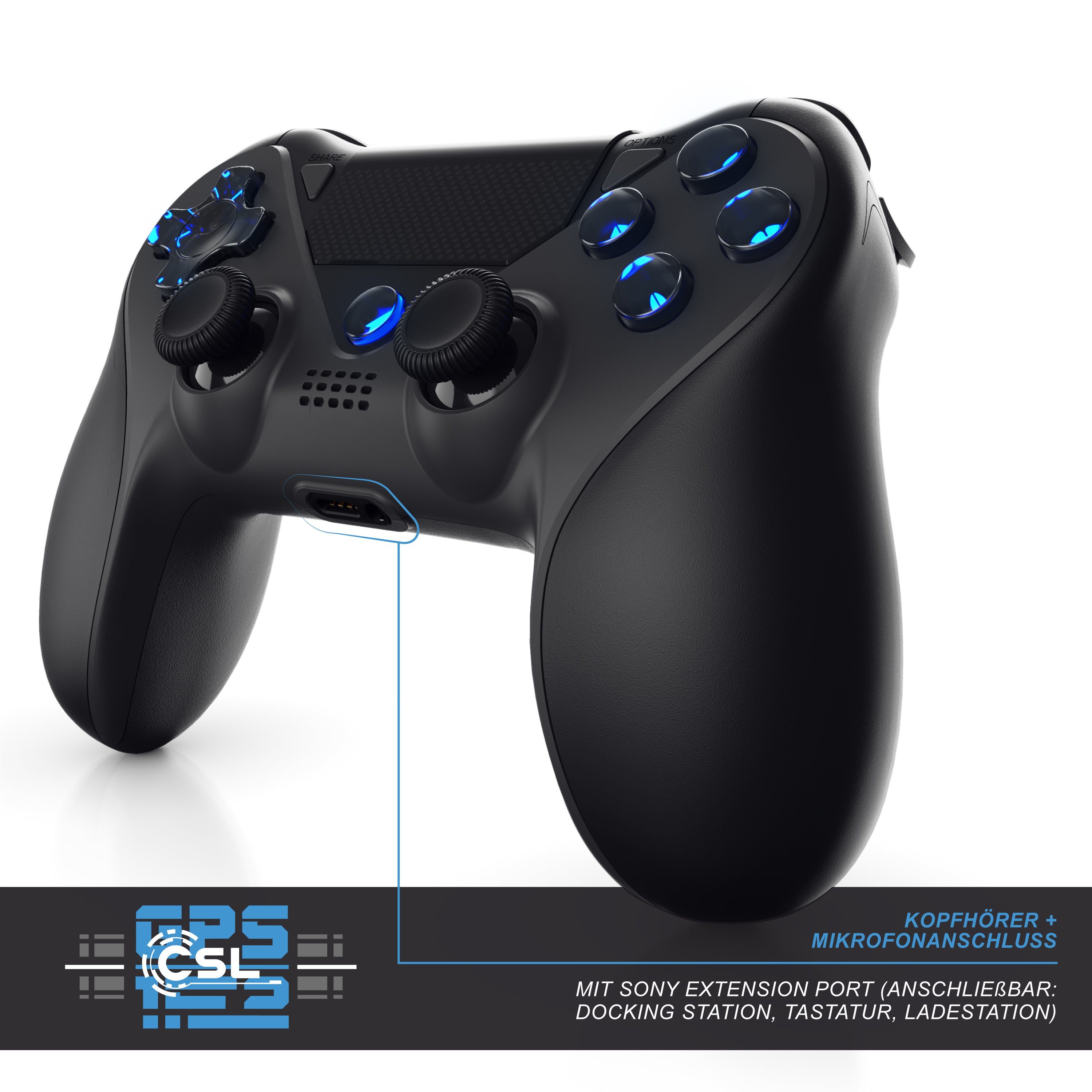 CSL Gaming-Controller (1 St., Wireless Gamepad Touchpad, für PS4 & Akku) Kabel, Switch, Bluetooth &