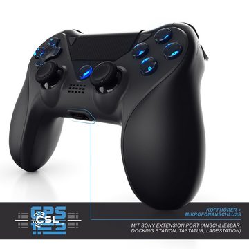 CSL Gaming-Controller (1 St., Wireless Gamepad für PS4 & Switch, Bluetooth & Kabel, Touchpad, Akku)