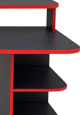 Homexperts Gamingtisch Flynn, moderner Gamingtisch mit farblich abgesetzten ABS Kanten