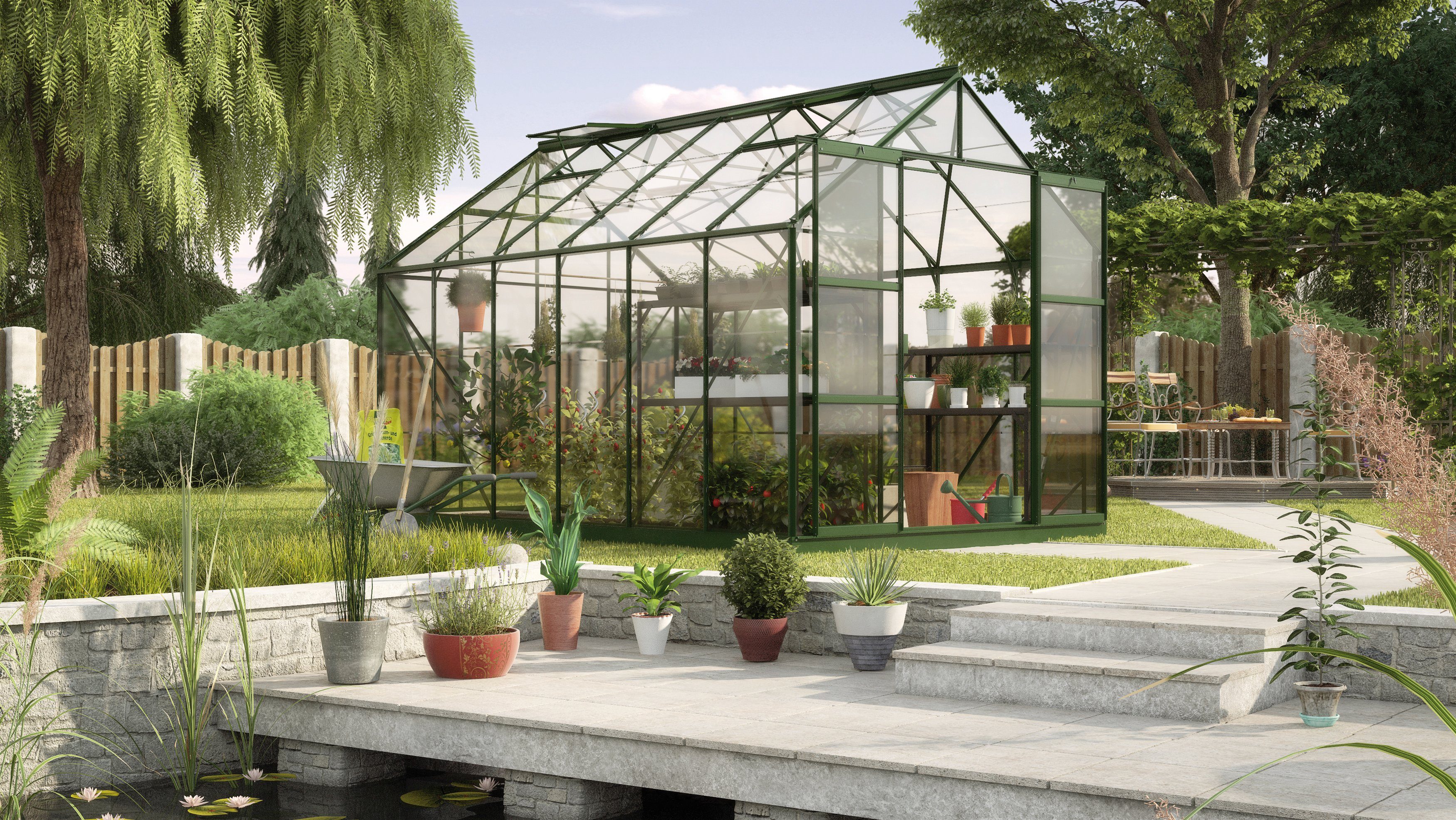 Vitavia Gewächshaus Uranus 9900, BxTxH: 254 x 378 x 246 cm, 3 mm Wandstärke, Set, mit 2-tlg. Zubehör