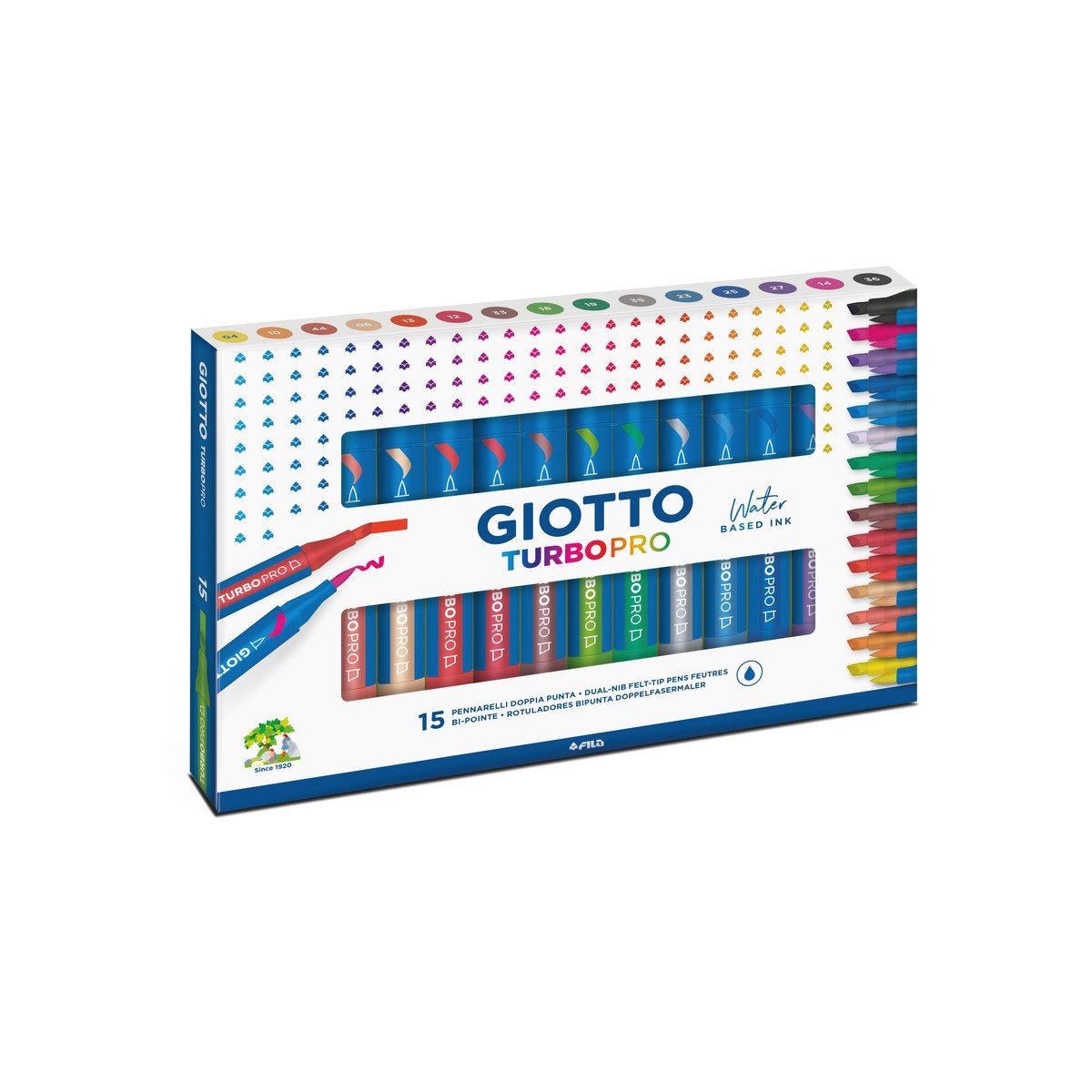 LYRA Faserstift Giotto Doppelfasermaler Turbo Pro 15 Farben mit wasserlöslicher Tinte