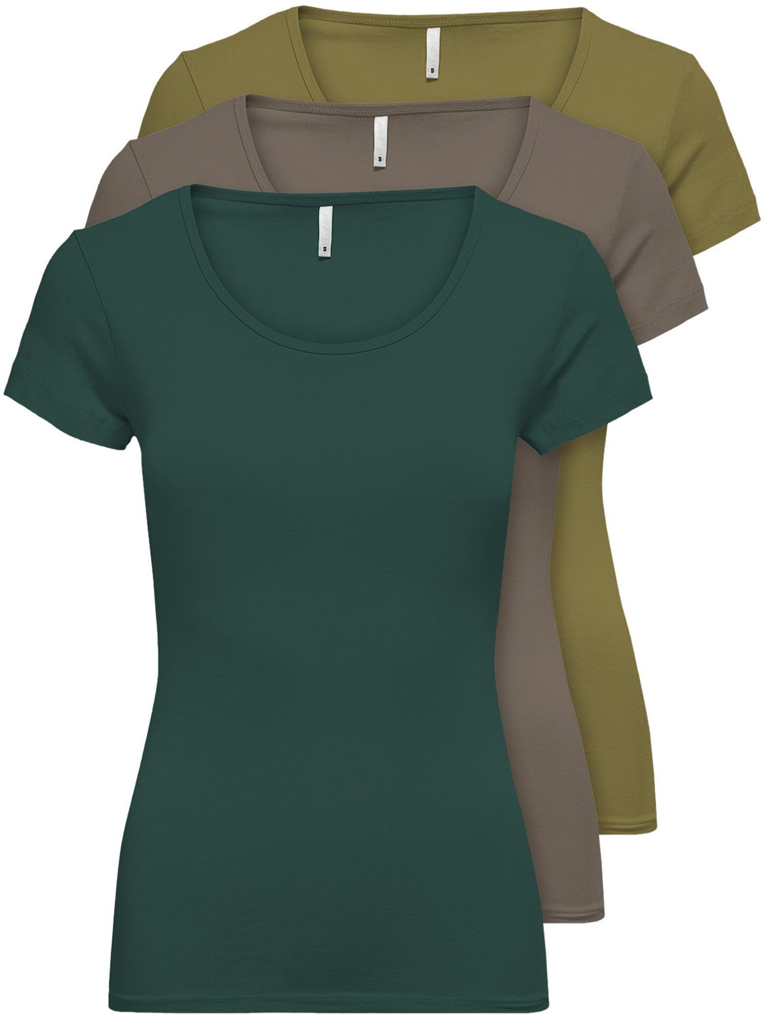 ONLY T-Shirt ONLLIVE LOVE NEW (3-tlg., 3er Pack) Figur betont, elastische B günstig online kaufen