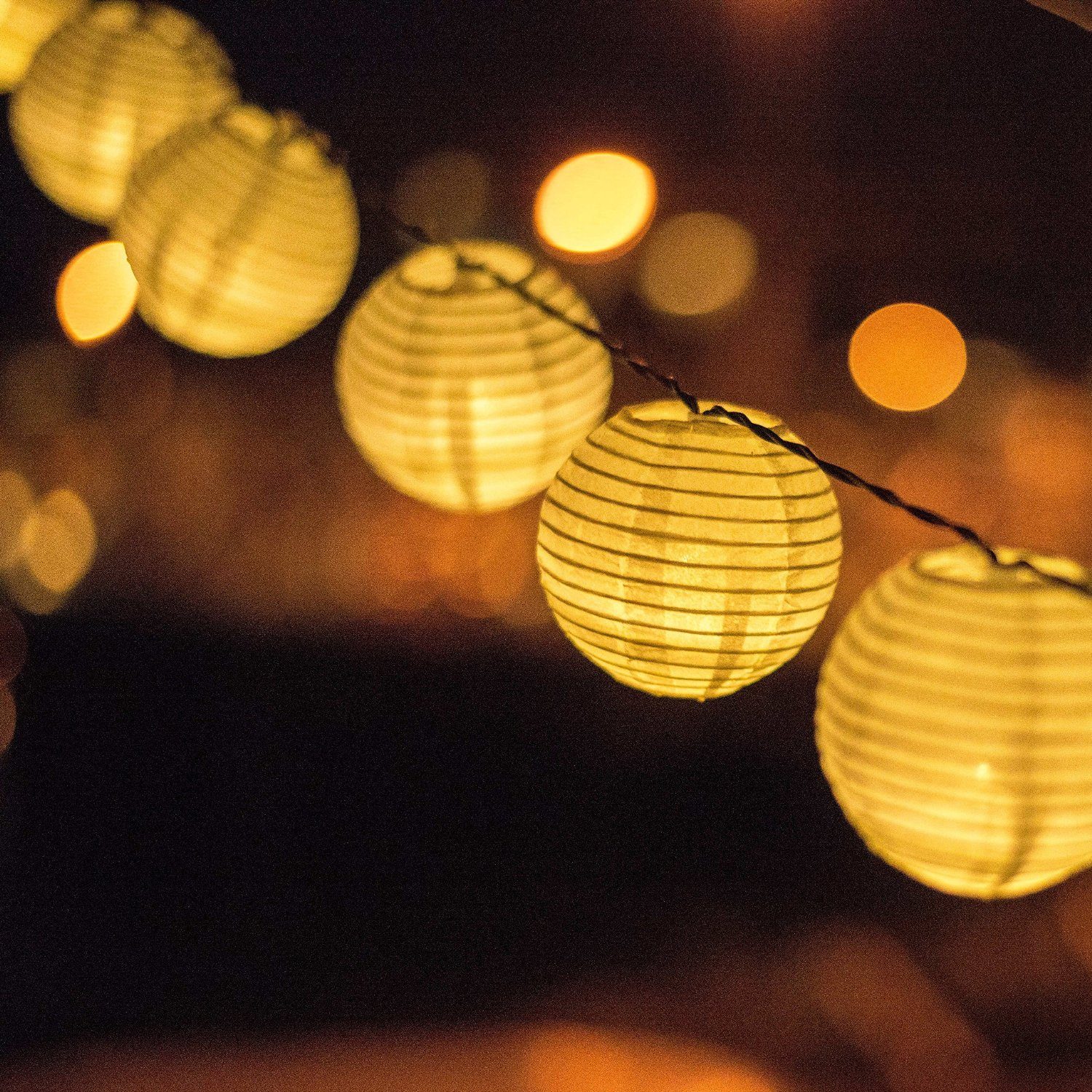 Salcar LED-Lichterkette LED Lichterkette Lampion Außen, Solar-, Batterie-, Steckdosen-Betrieb, 40-flammig, 10M 40 LED-Lampions,8 Modi, Timer, Batteriebetrieb