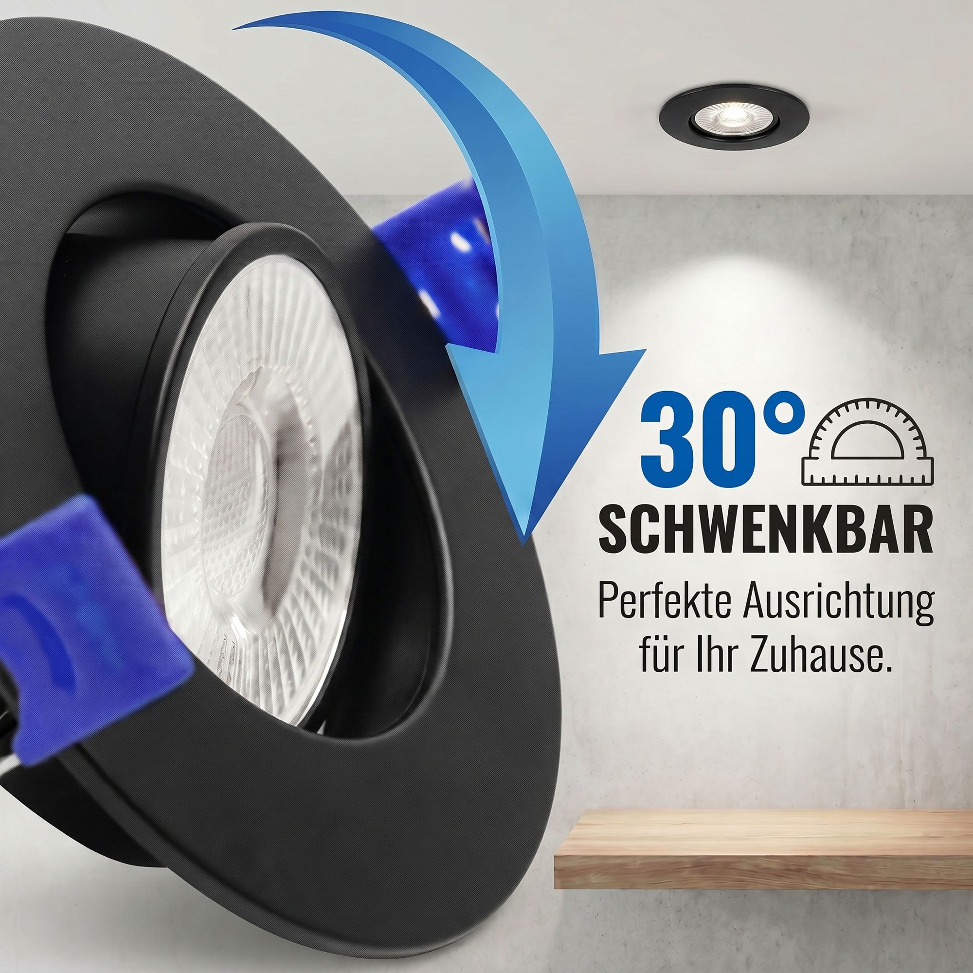 Maxkomfort LED Einbaustrahler 3/6/12er Set - schwenkbar & Ultraflach, Neutralweiß 4000K, LED fest integriert, Deckenspots Schwarz/Weiß/Silber - Einbauspots IP20 Ø90mm