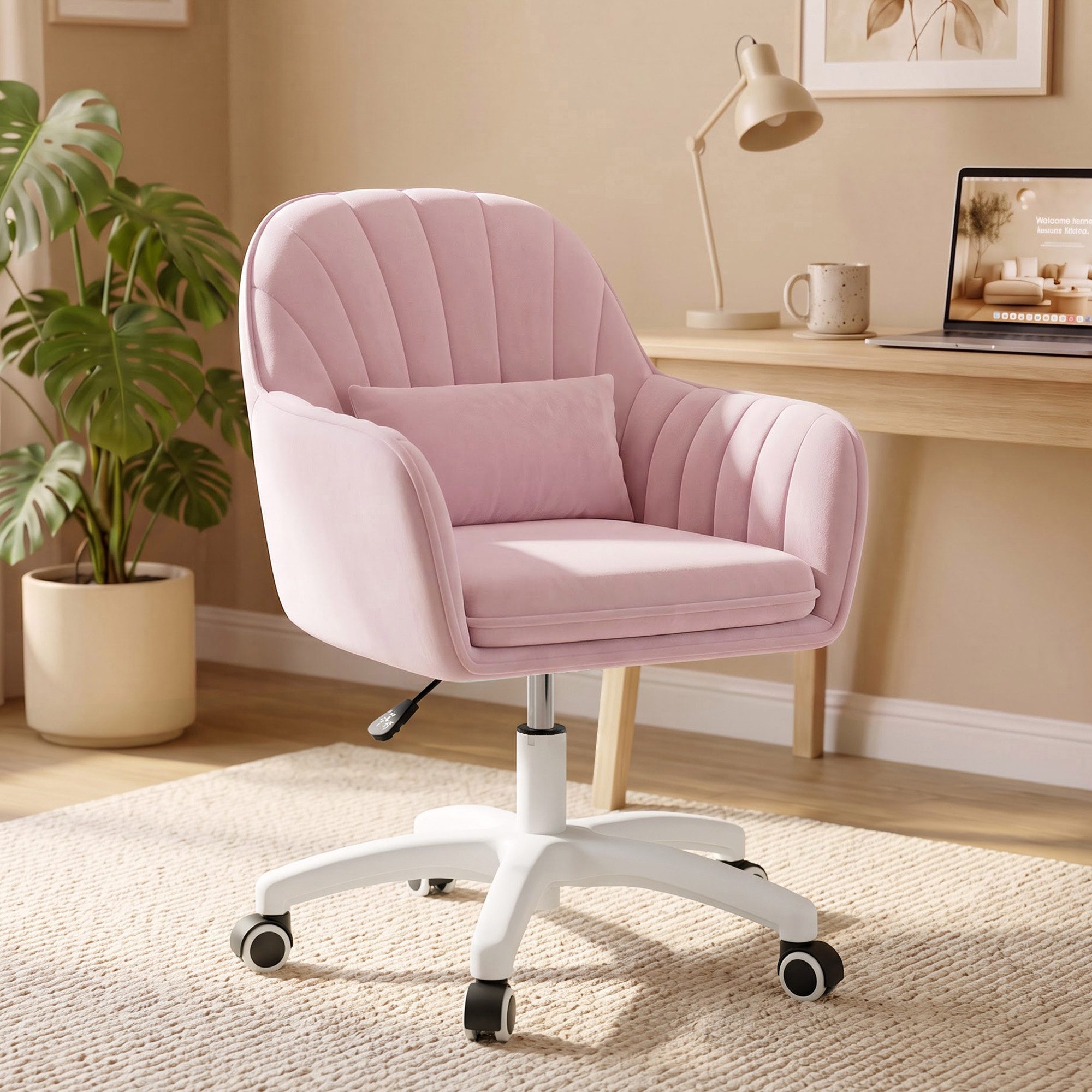 HawthyHome Bürostuhl Ergonomischer Homeoffice-Stuhl, 360° Drehbar & Höhenverstellbar (1 St), Samtbezug mit Kopfkissen, ideal für Arbeitszimmer & Schlafzimmer