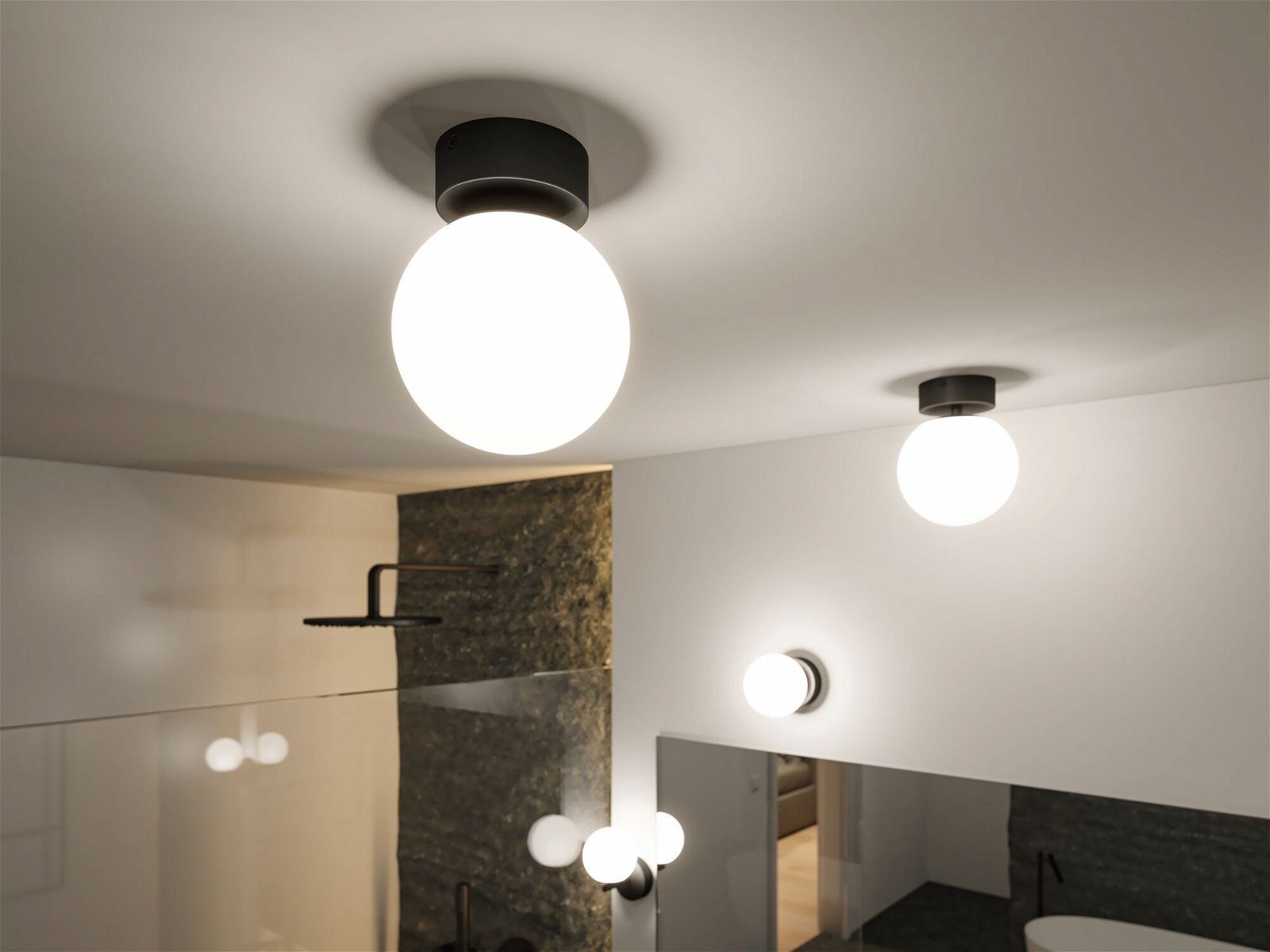 matt Warmweiß LED 5W Glas/Metall, Selection Satin/Schwarz fest LED Bathroom 3000K IP44 Gove Paulmann integriert, Deckenleuchte