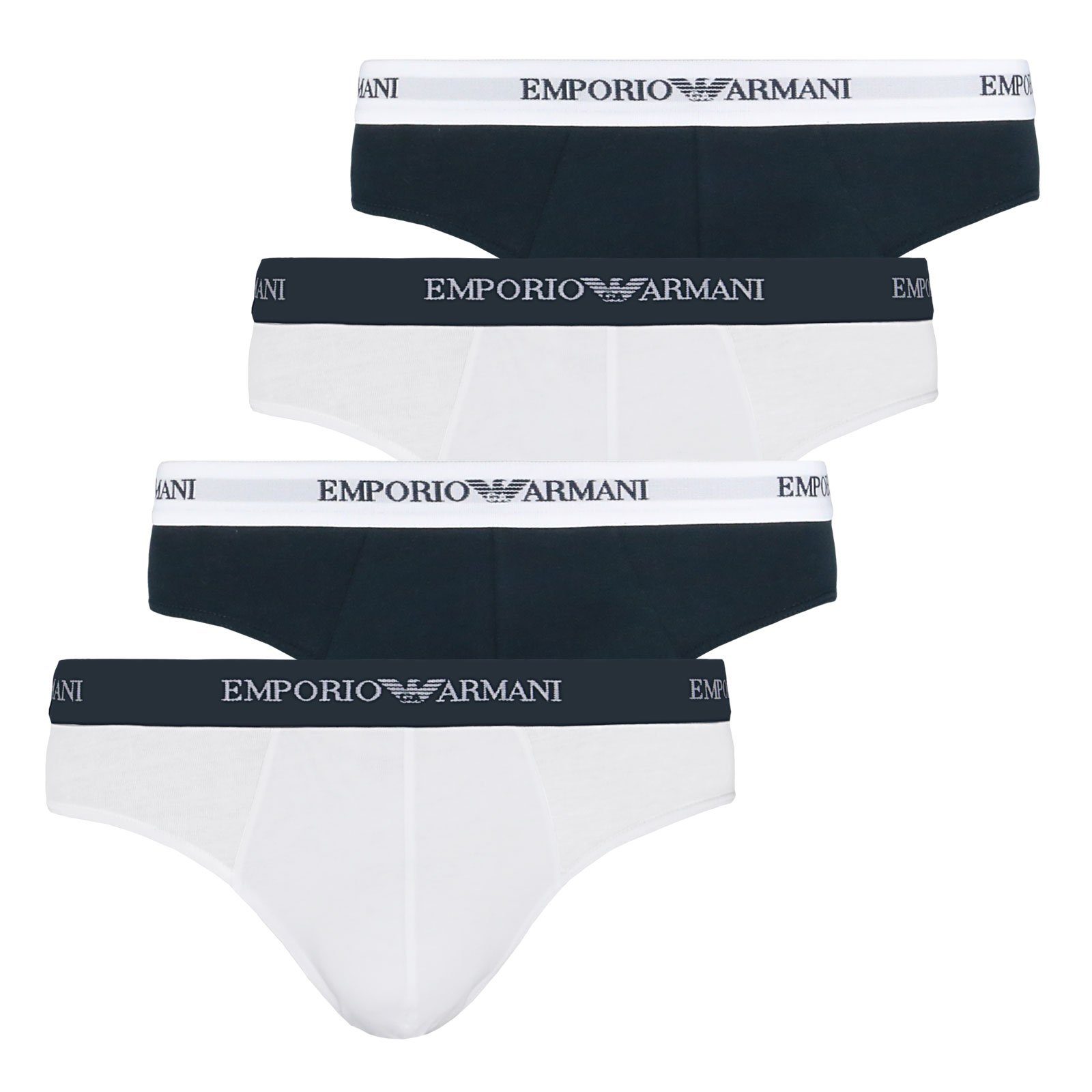 Emporio Armani Slip Stretch Cotton Gesäßnaht / marine ohne (4-St) white Brief 10410 störende