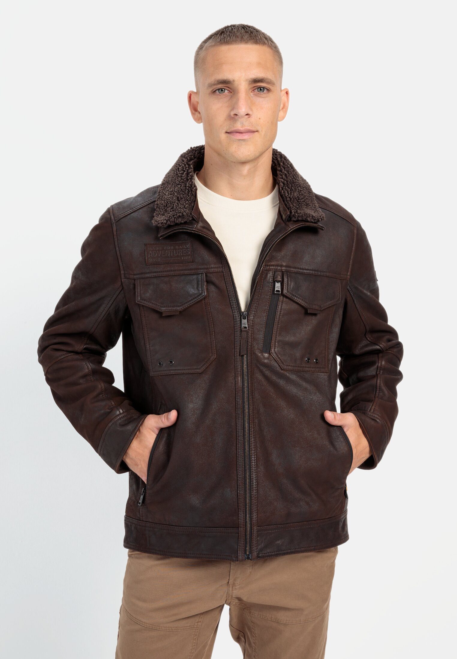 Lederjacke mit Stehkragen