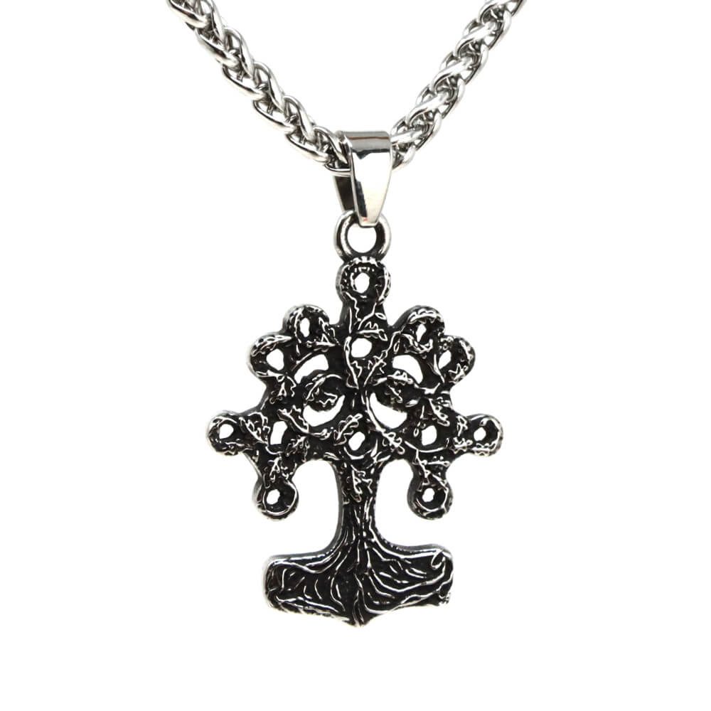 Kette mit Anhänger Lederkette Edelstahlkette 316L GLÜCKSBAUM