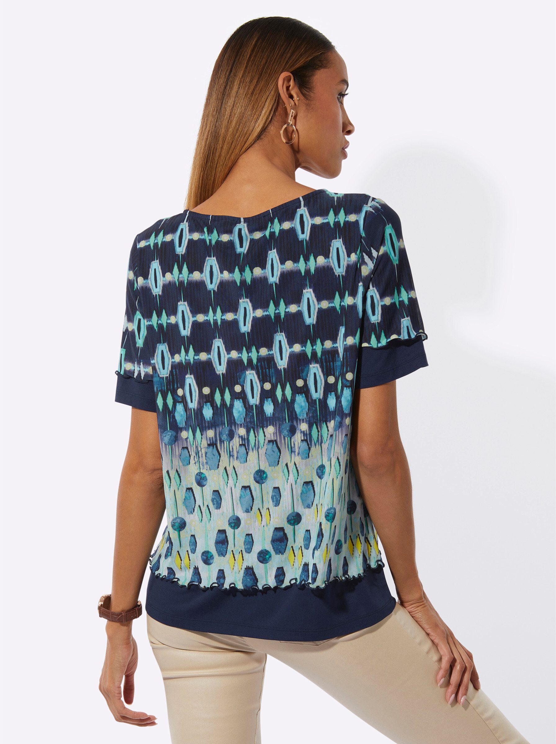 creation L T-Shirt Mesh-Shirt Kurzarm