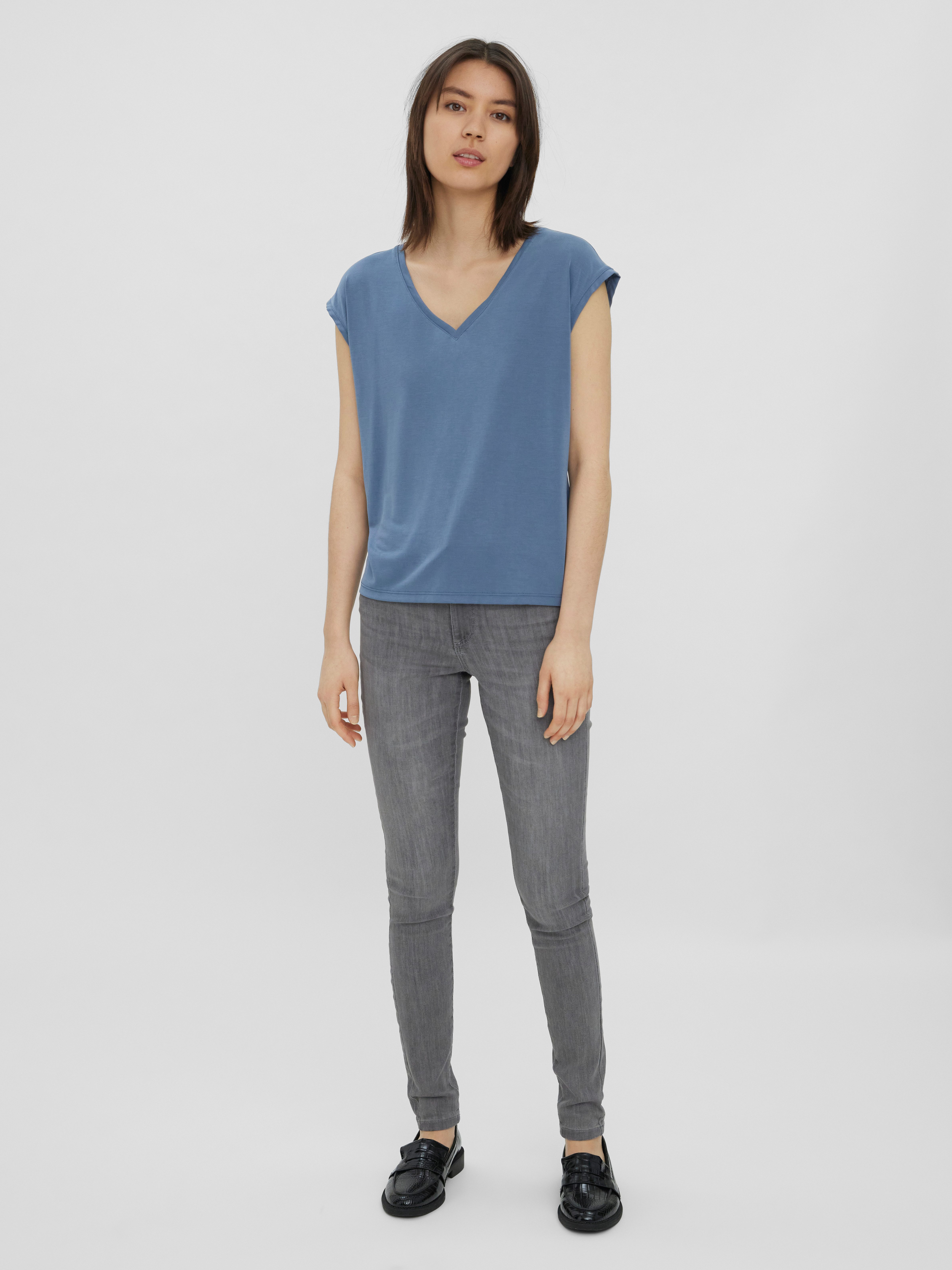 Vero Moda V-Shirt VMFILLI SS V-NECK TEE GA NOOS Materialmix, relaxed fit