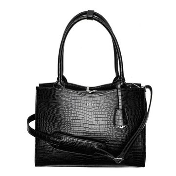SOCHA Laptoptasche Midi Croco Black 14 Zoll, elegante Krokotasche für Damen - Vollausstattung - Aktentasche mit Schultergurt